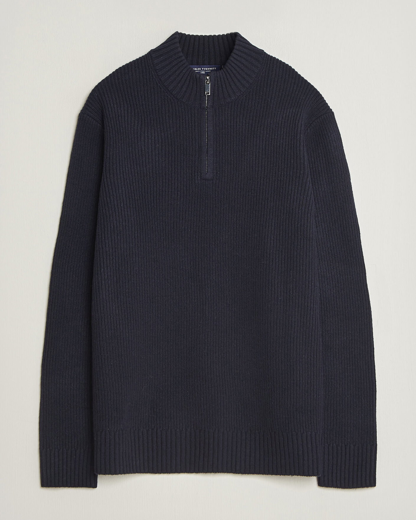 Heren | Truien | Charles Tyrwhitt | Chunky Merino Zip Neck Navy
