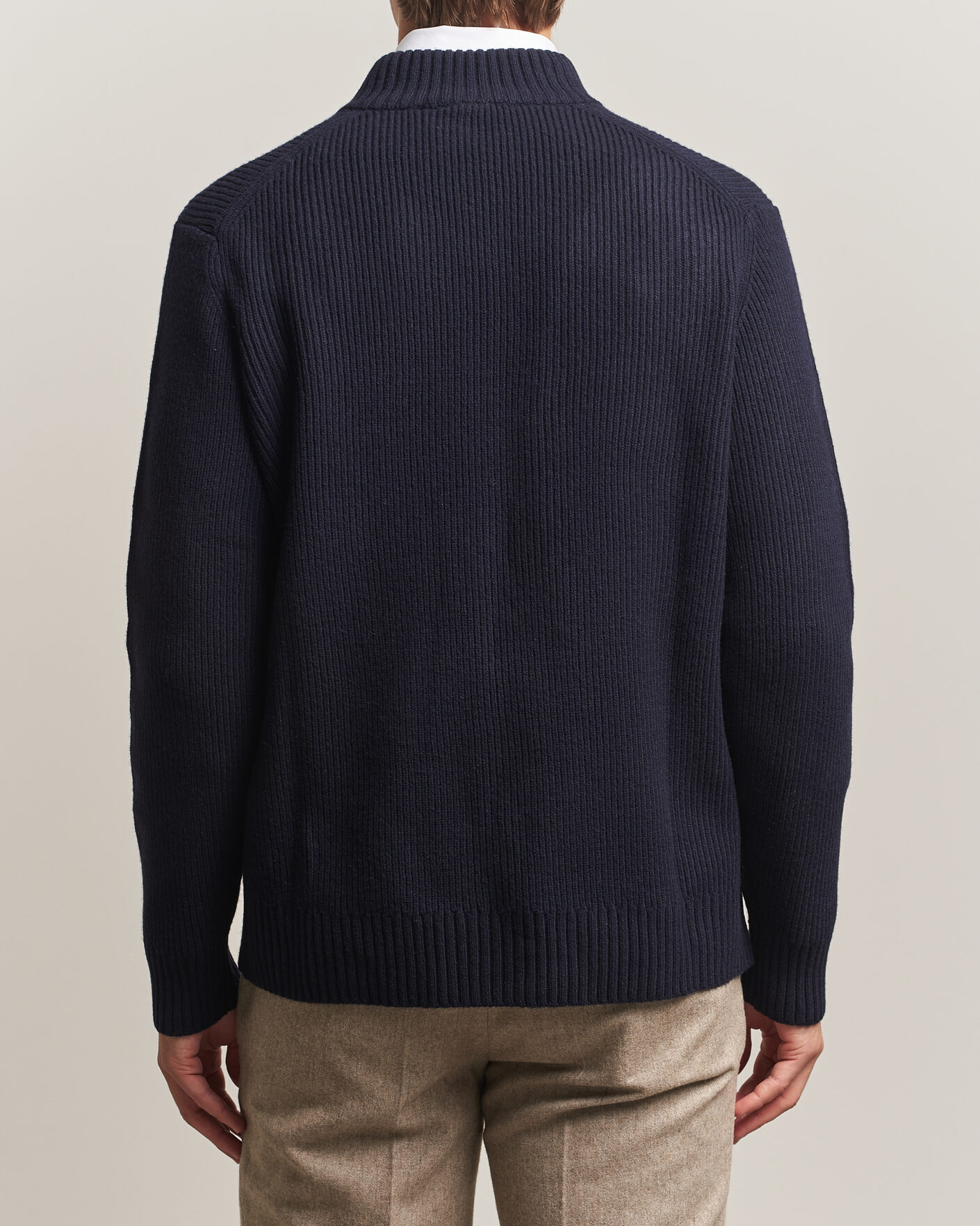 Heren | Truien | Charles Tyrwhitt | Chunky Merino Zip Neck Navy
