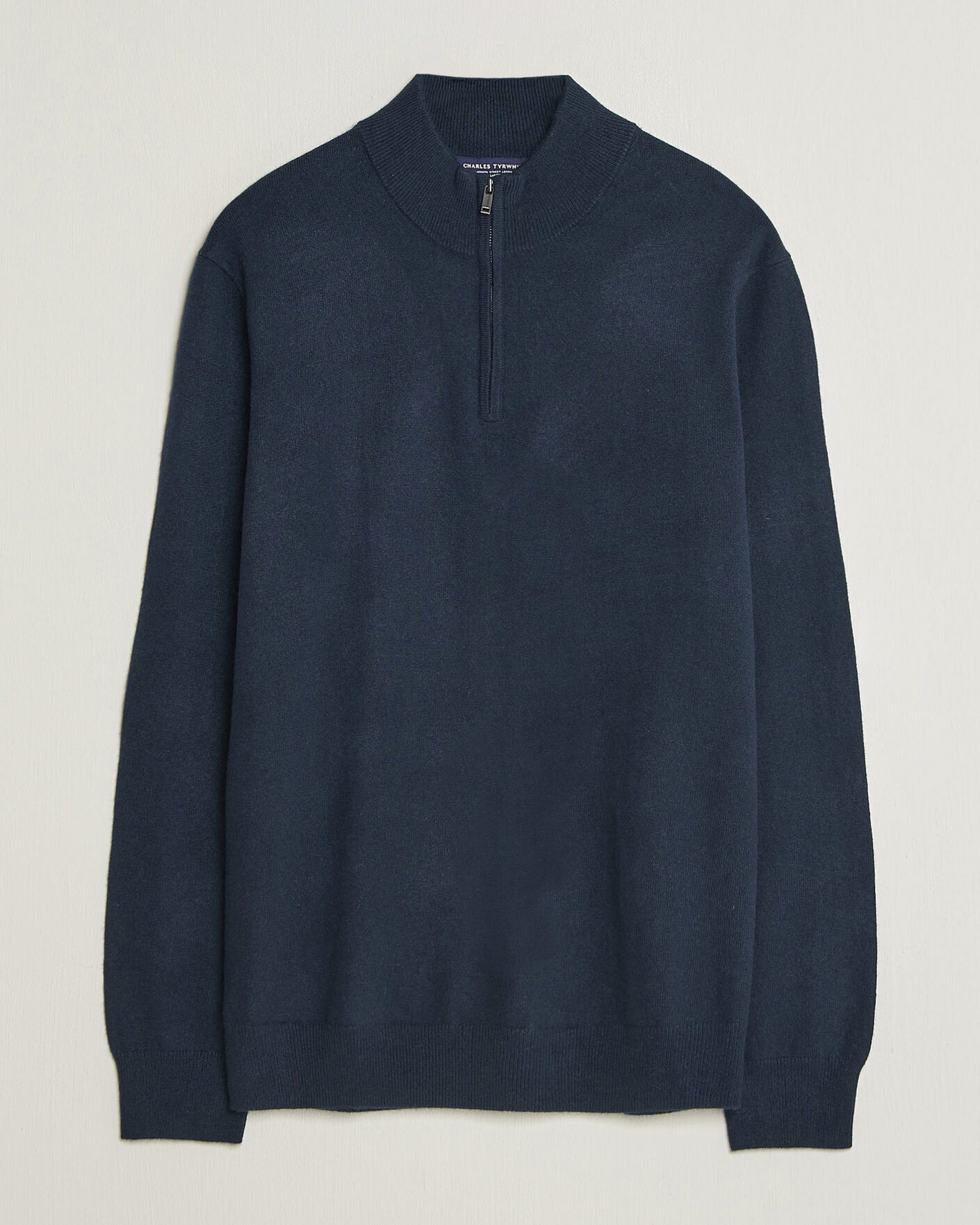 Heren | Truien | Charles Tyrwhitt | Pure Cashmere Zip Neck Jumper Navy
