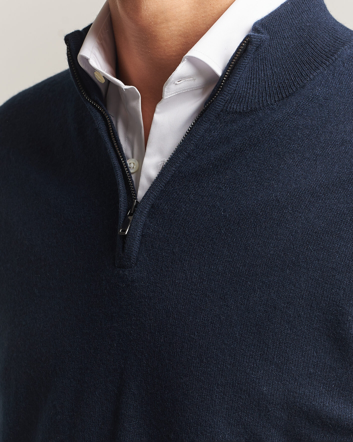 Heren | Truien | Charles Tyrwhitt | Pure Cashmere Zip Neck Jumper Navy