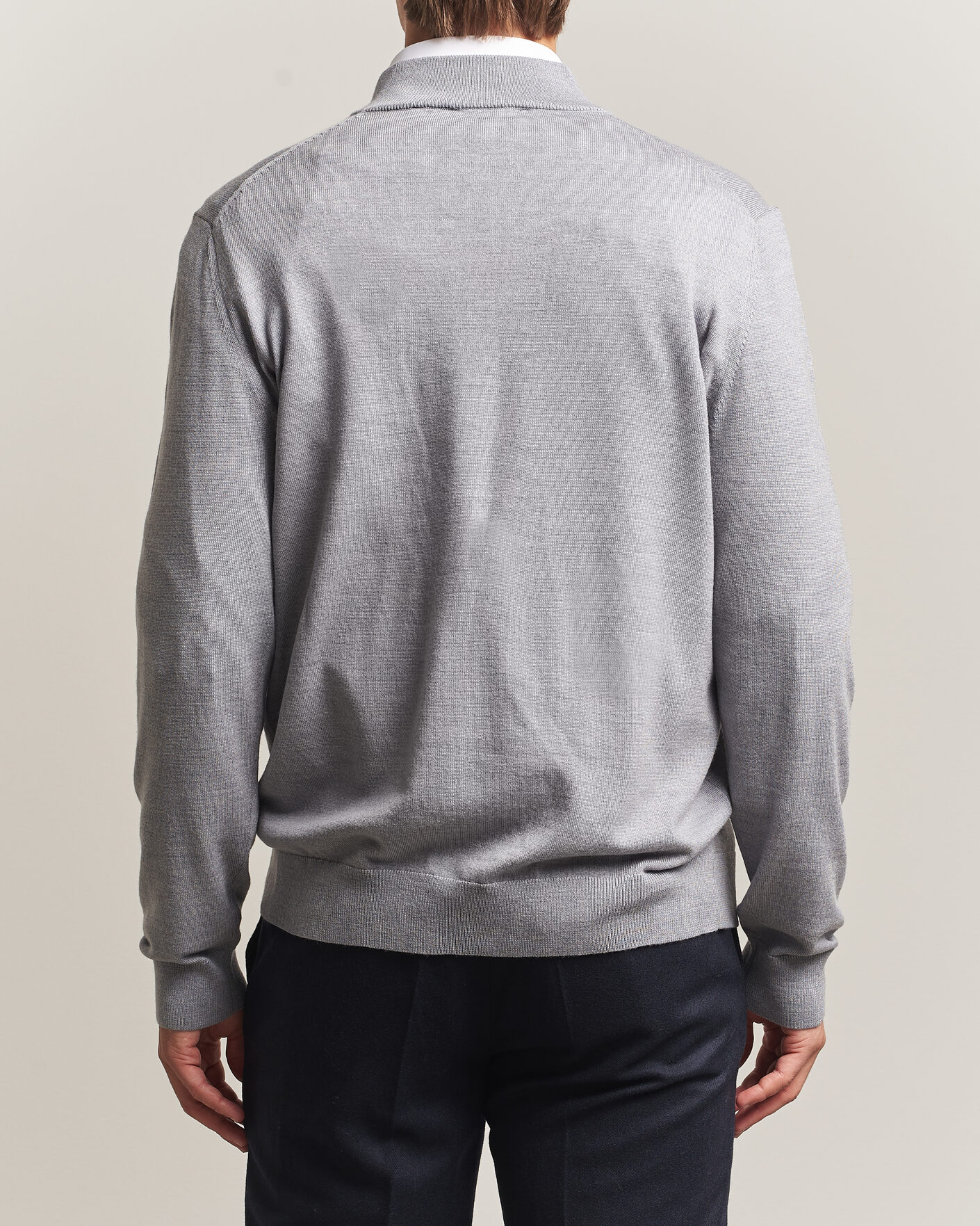 Heren | Truien | Charles Tyrwhitt | Pure Merino Zip Neck Jumper Light Grey