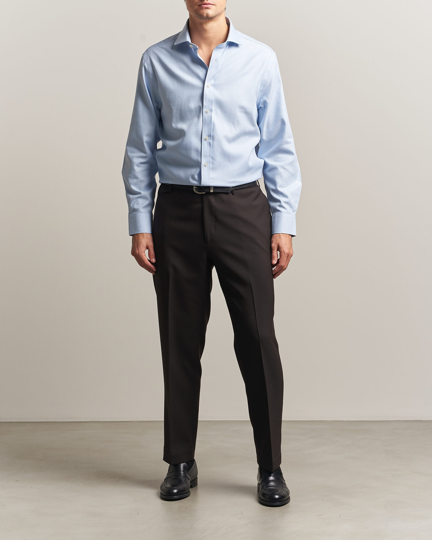 Heren | Overhemden | Charles Tyrwhitt | Slim Fit Non Iron Trafalgar Weave Shirt Sky Blue