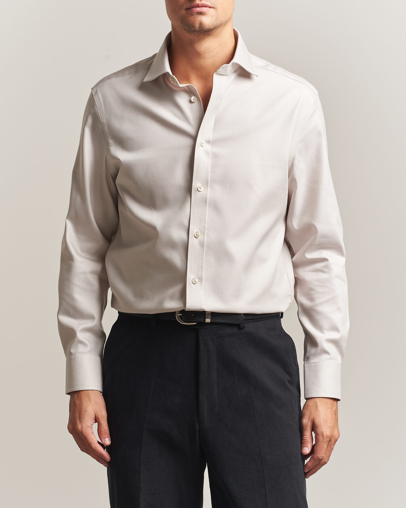 Heren | Overhemden | Charles Tyrwhitt | Slim Fit Non Iron Trafalgar Weave Shirt Stone