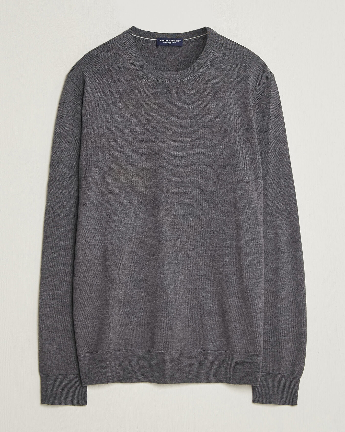 Heren | Truien | Charles Tyrwhitt | Pure Merino Crew Neck Jumper Grey