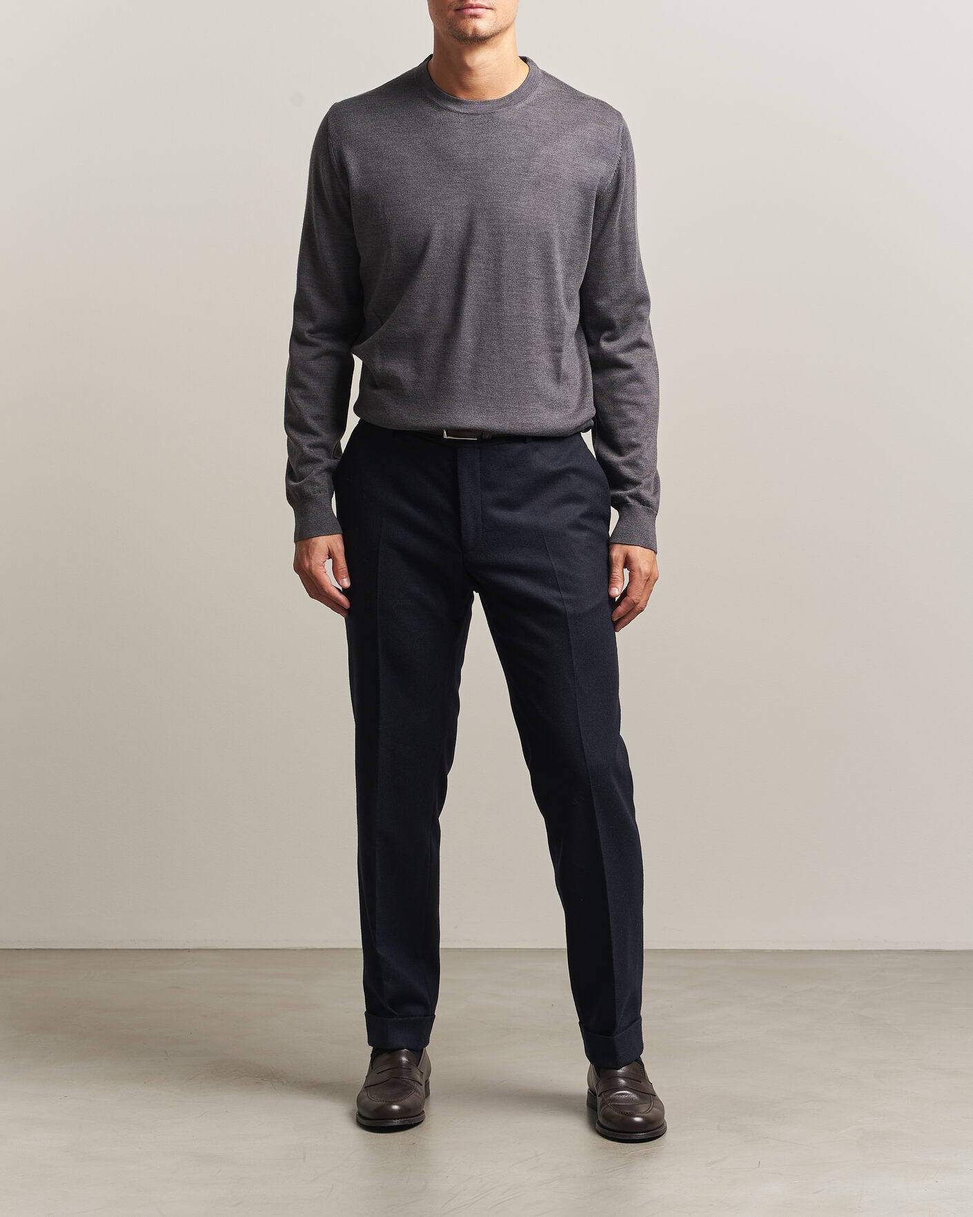 Heren | Truien | Charles Tyrwhitt | Pure Merino Crew Neck Jumper Grey