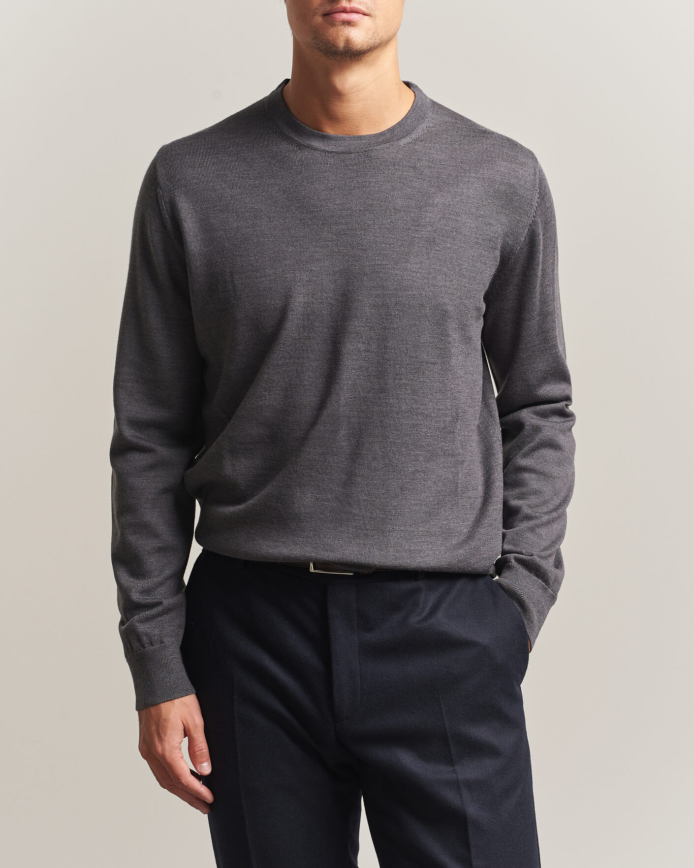 Heren | Truien | Charles Tyrwhitt | Pure Merino Crew Neck Jumper Grey