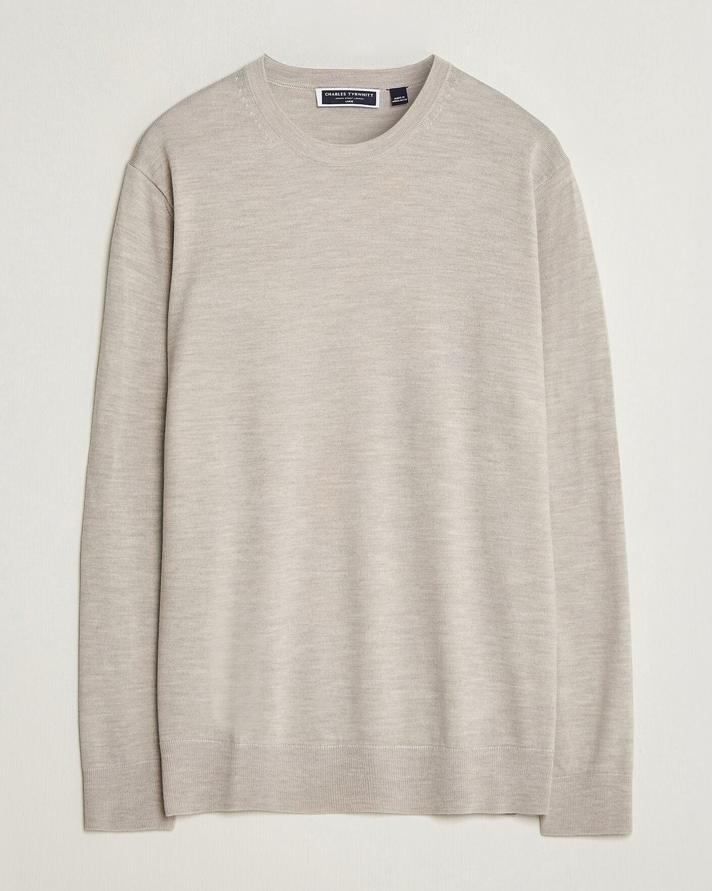 Heren | Truien | Charles Tyrwhitt | Pure Merino Crew Neck Jumper Limestone
