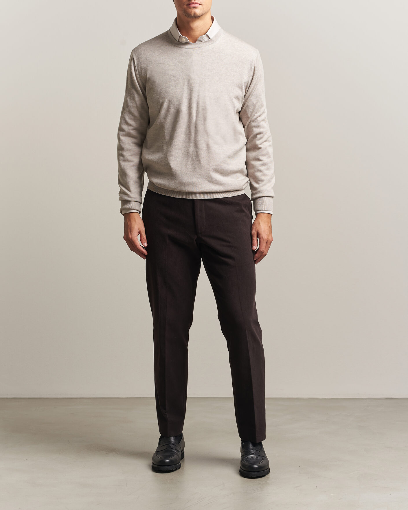 Heren | Truien | Charles Tyrwhitt | Pure Merino Crew Neck Jumper Limestone