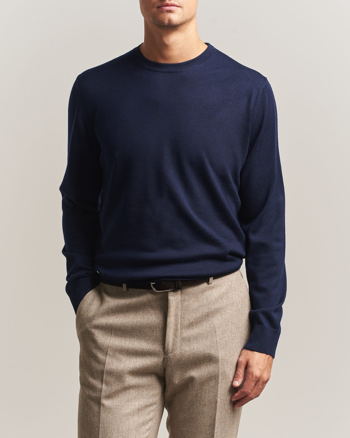 Heren | Truien | Charles Tyrwhitt | Pure Merino Crew Neck Jumper Navy