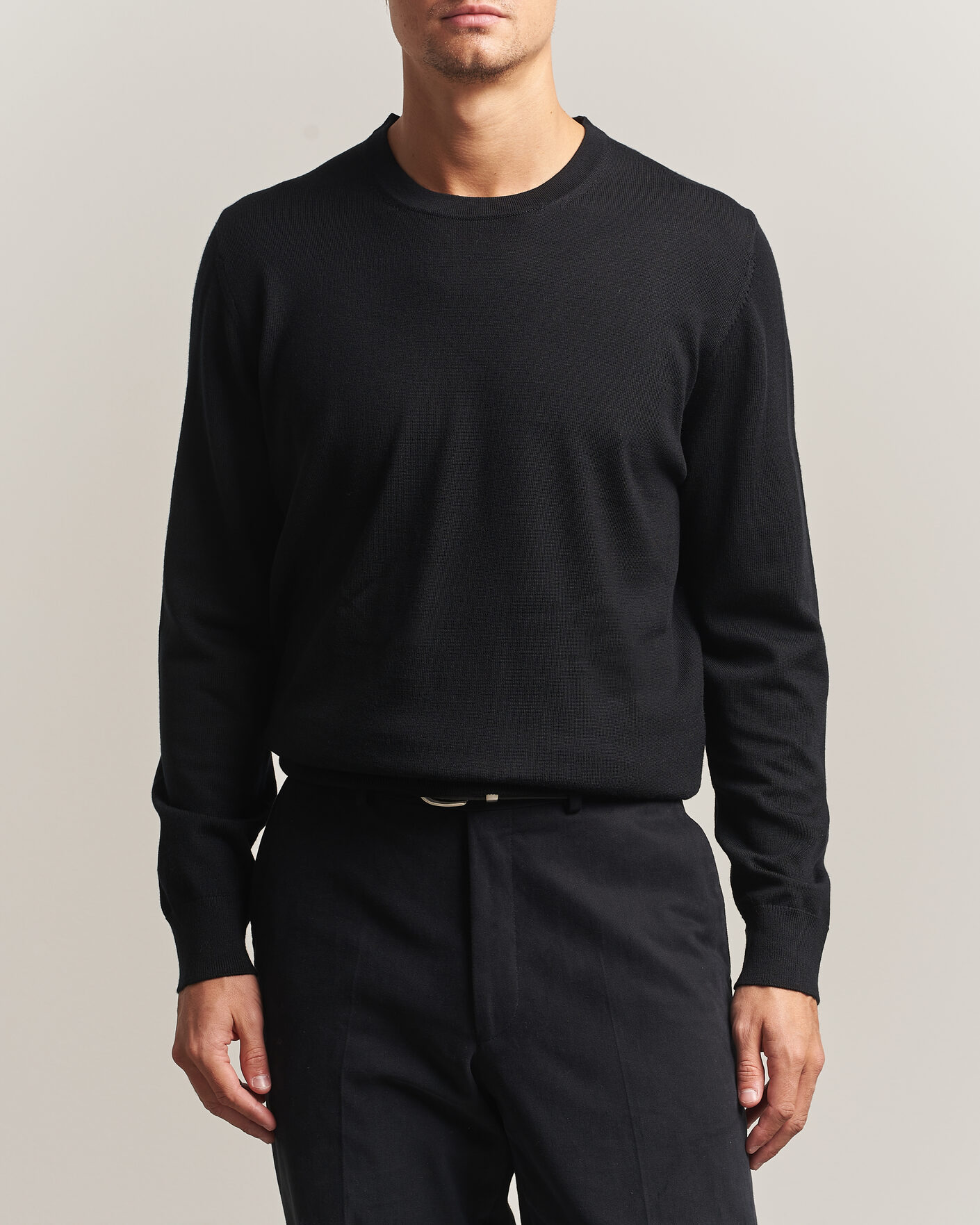 Heren | Truien | Charles Tyrwhitt | Pure Merino Crew Neck Jumper Black