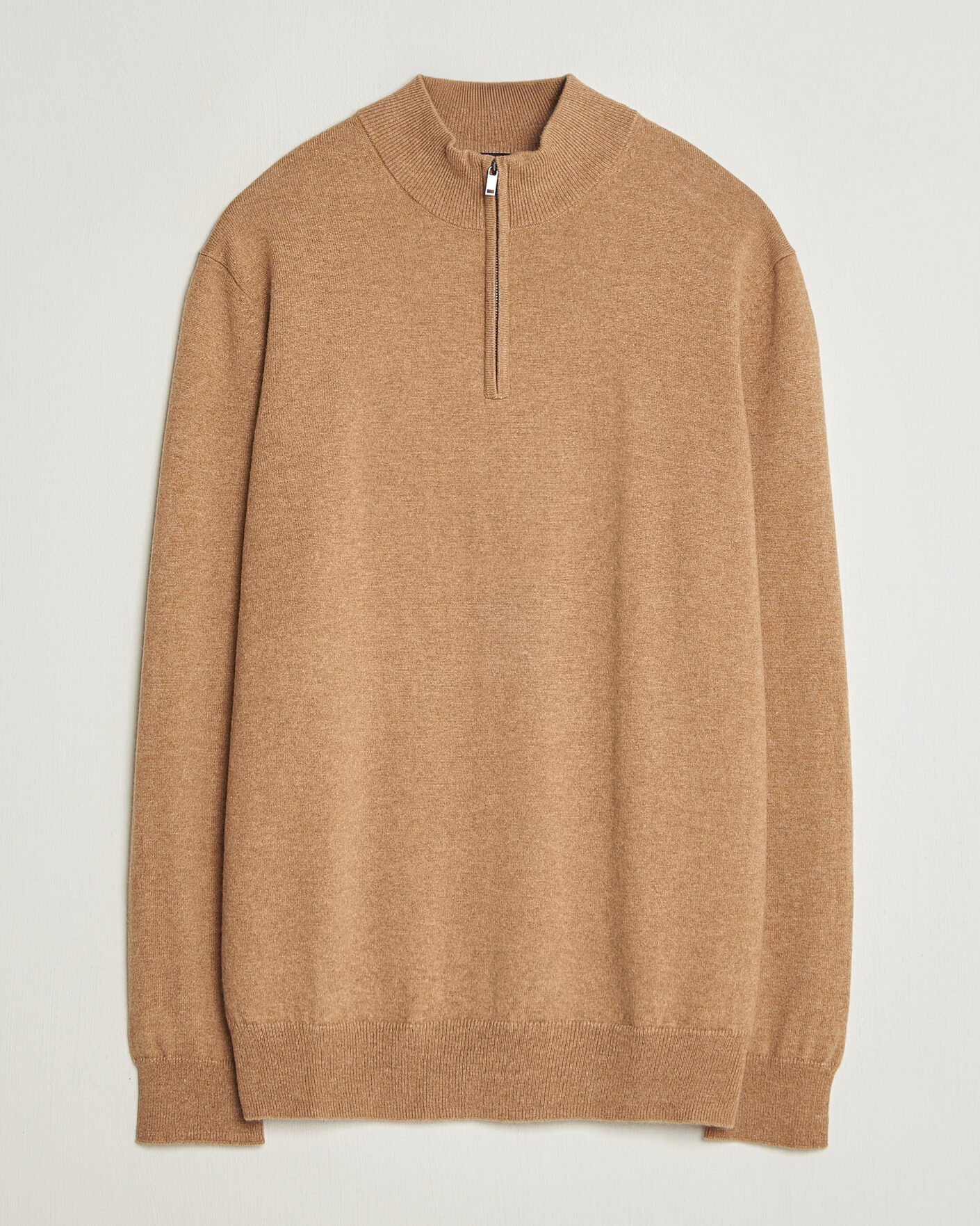 Heren | Truien | Charles Tyrwhitt | Pure Cashmere Zip Neck Jumper Tan
