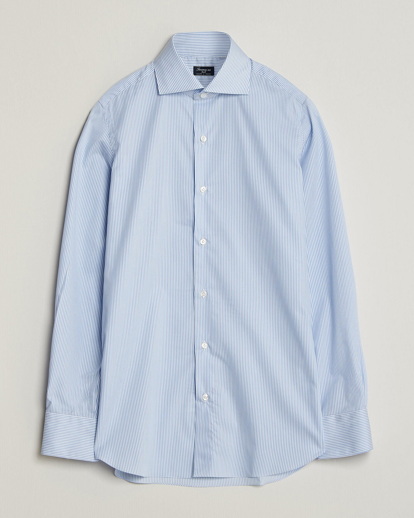 Heren | Overhemden | Finamore Napoli | Milano Slim Traveller Cotton Shirt Blue Stripe