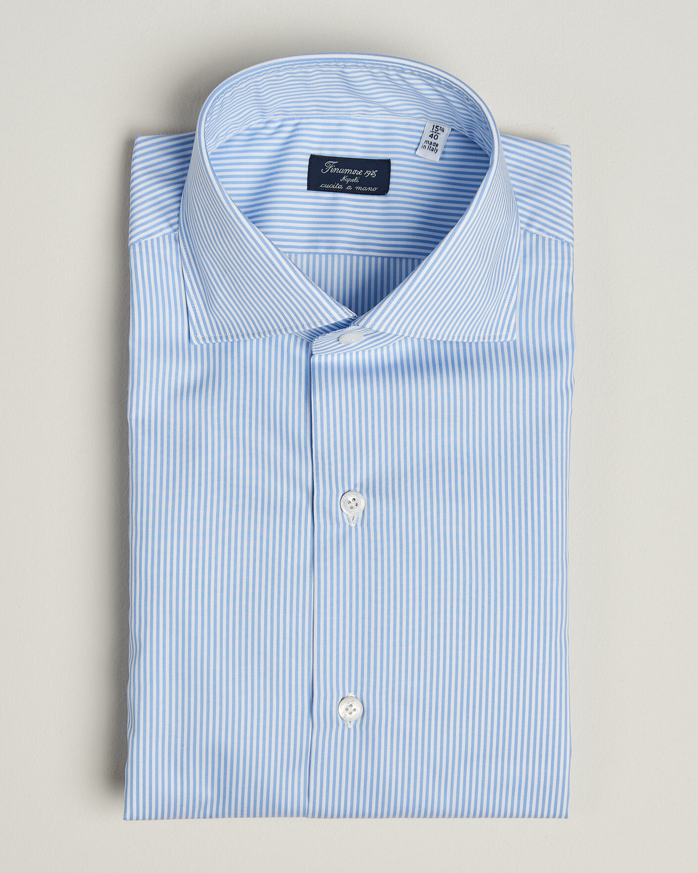 Homme | Chemises | Finamore Napoli | Milano Slim Traveller Cotton Shirt Blue Stripe