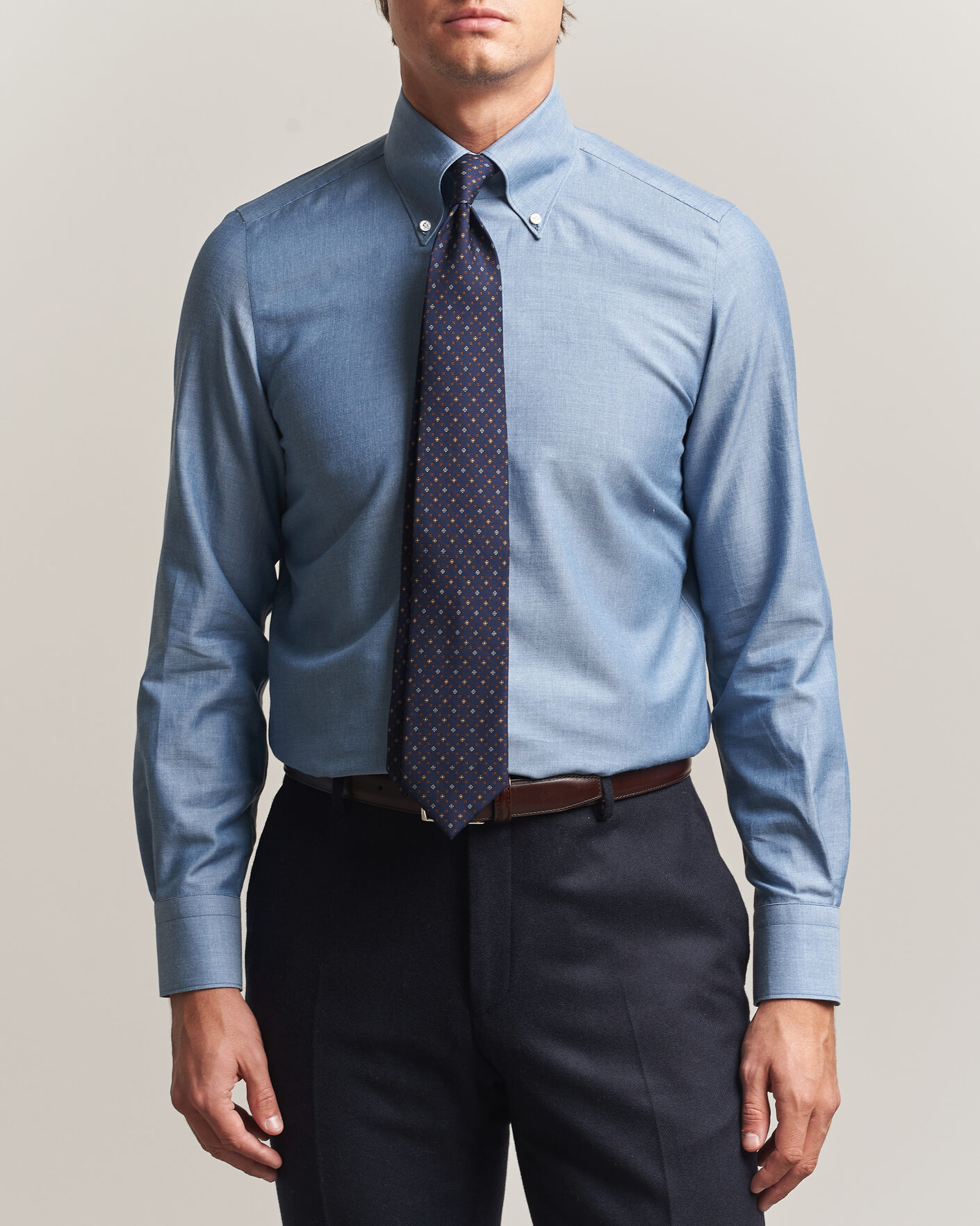 Heren | Overhemden | Finamore Napoli | Milano Slim Cashmere BD Shirt Light Blue