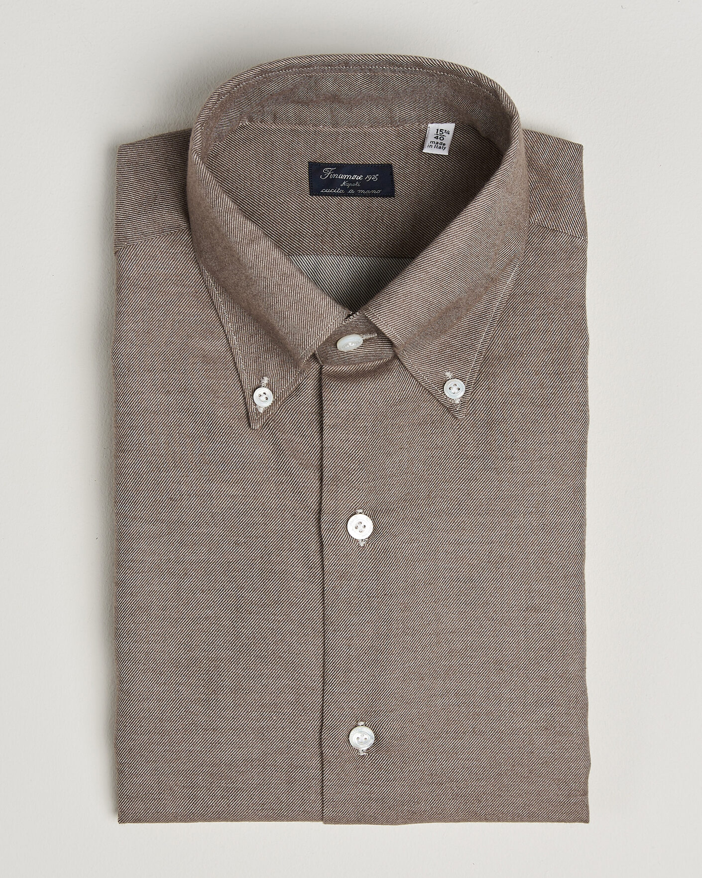 Heren | Overhemden | Finamore Napoli | Milano Slim Cashmere BD Shirt Brown