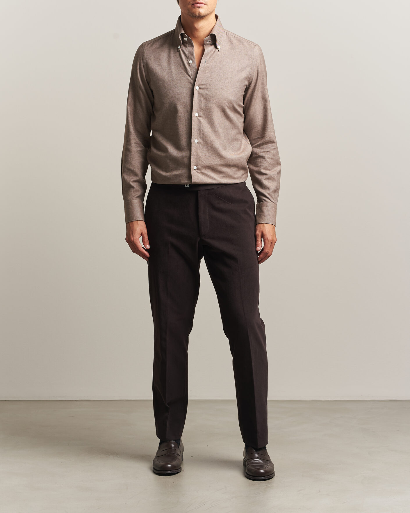 Heren | Overhemden | Finamore Napoli | Milano Slim Cashmere BD Shirt Brown