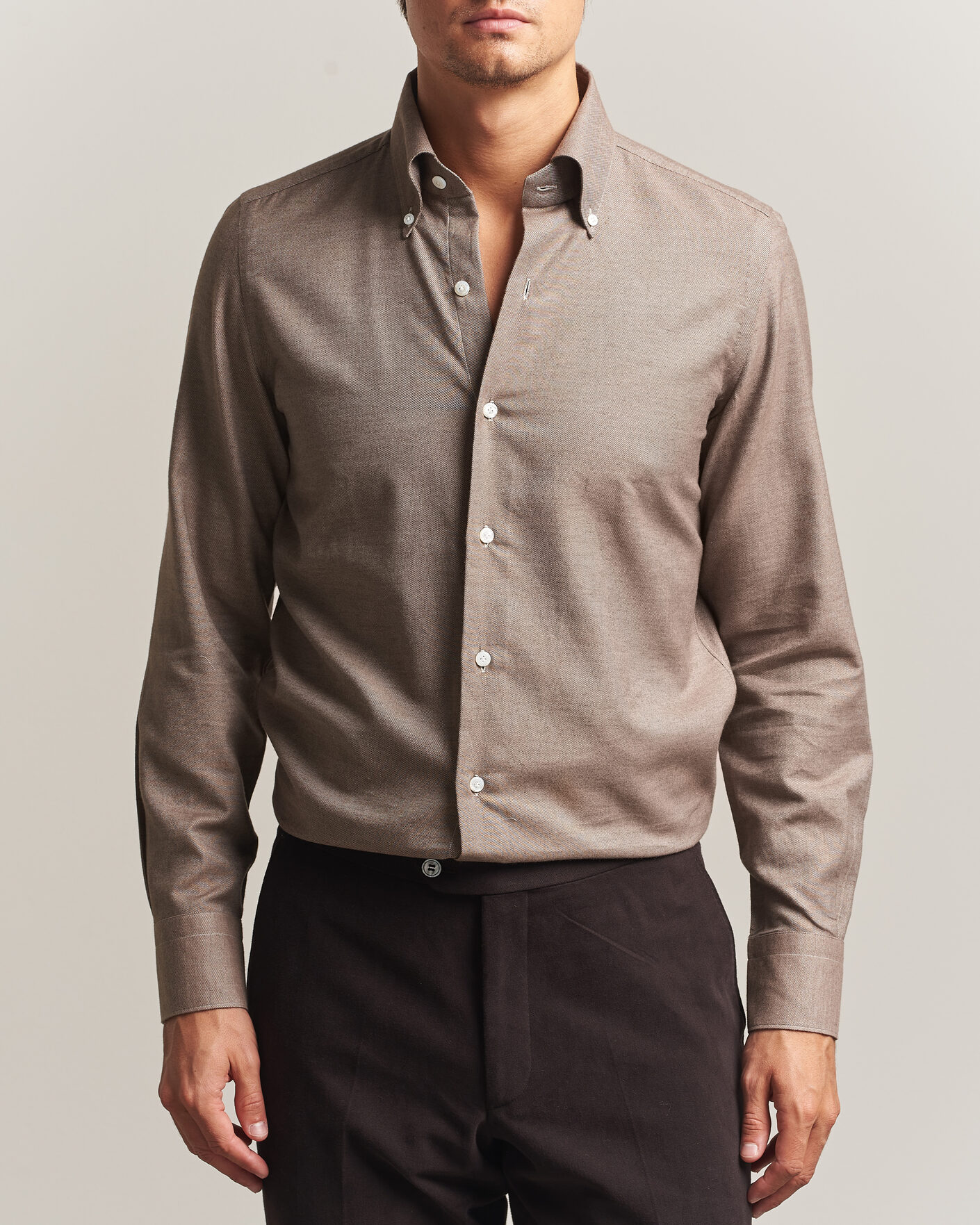 Heren | Overhemden | Finamore Napoli | Milano Slim Cashmere BD Shirt Brown
