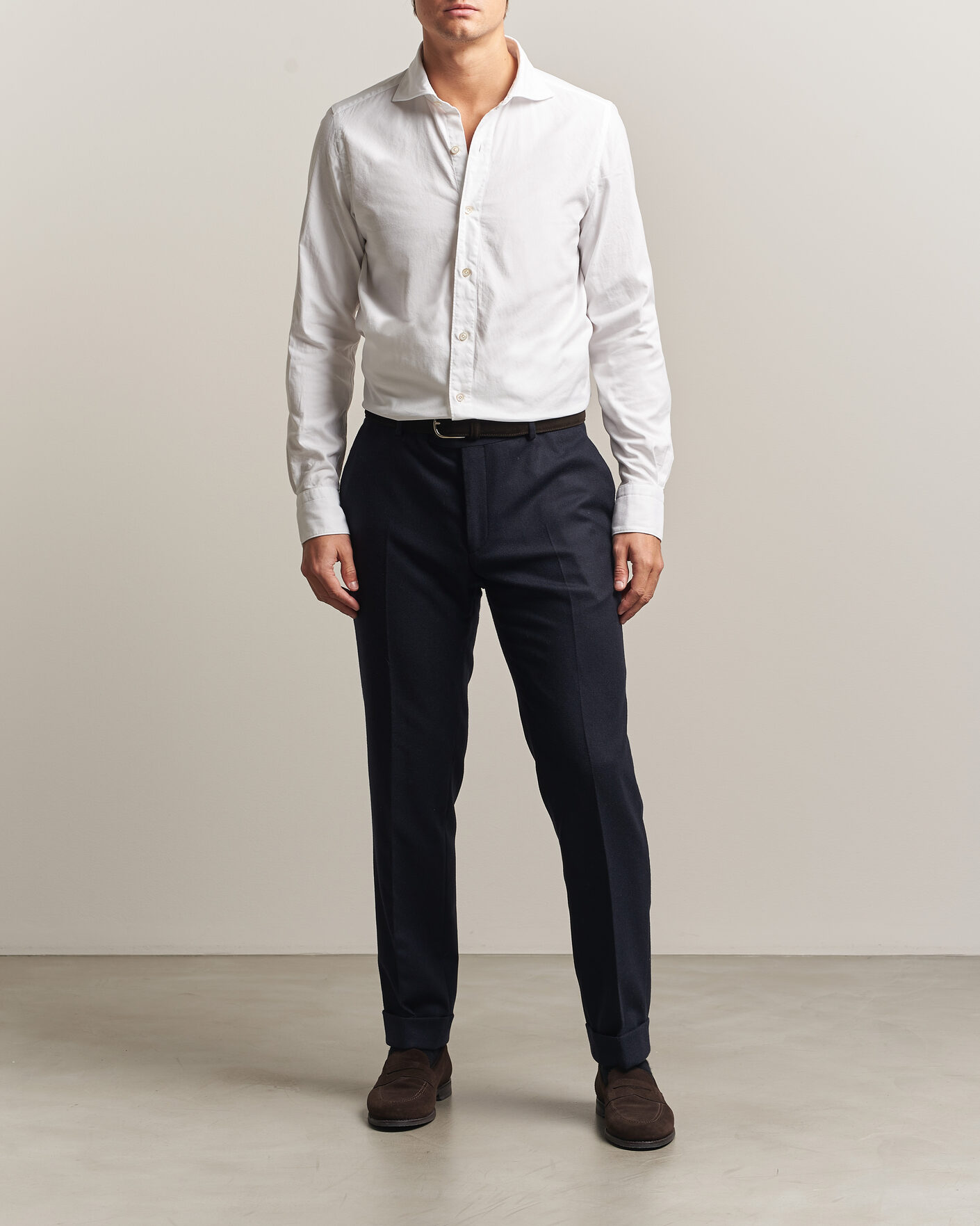 Heren | Overhemden | Finamore Napoli | Gaeta Flannel Sport Shirt White