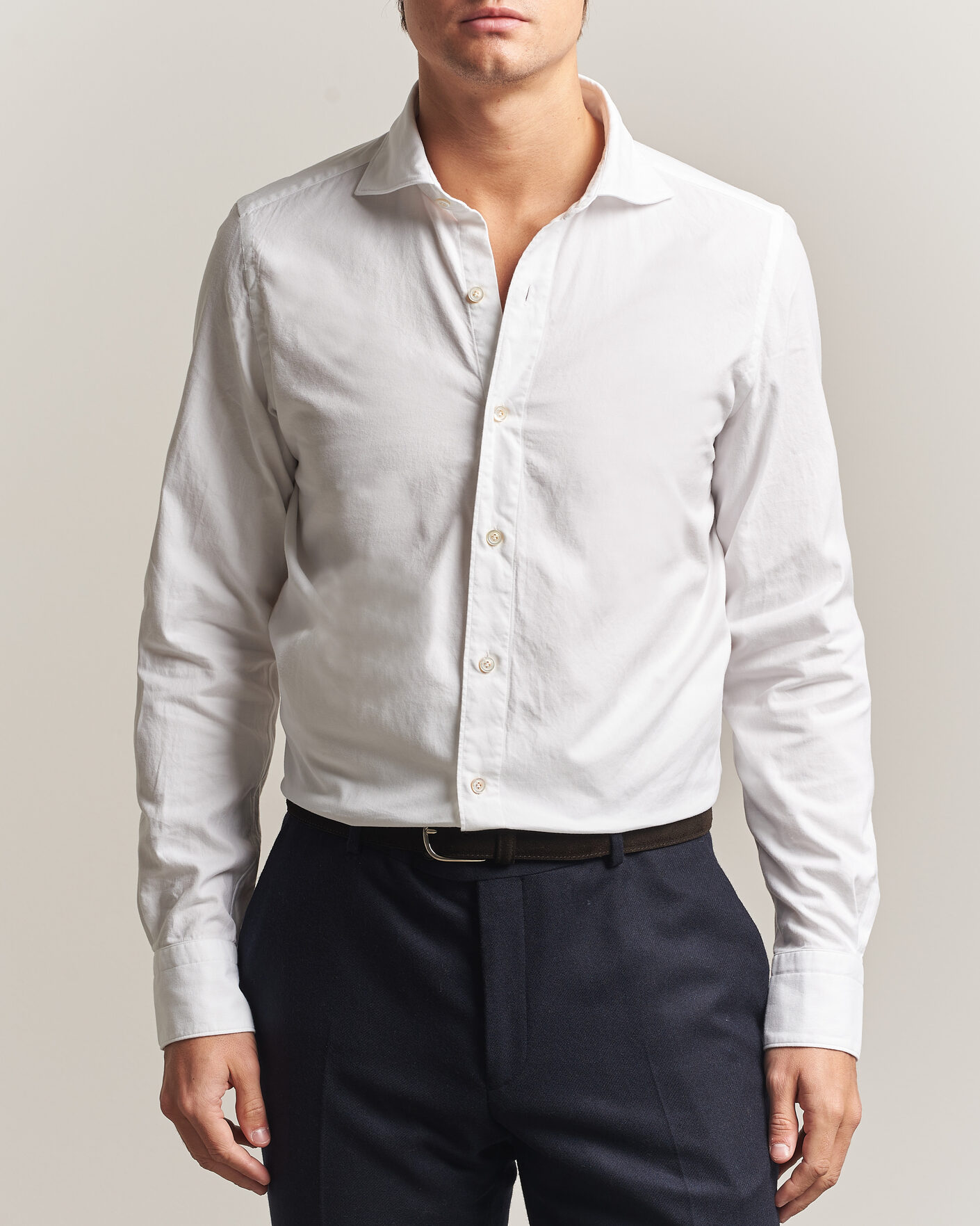 Heren | Overhemden | Finamore Napoli | Gaeta Flannel Sport Shirt White