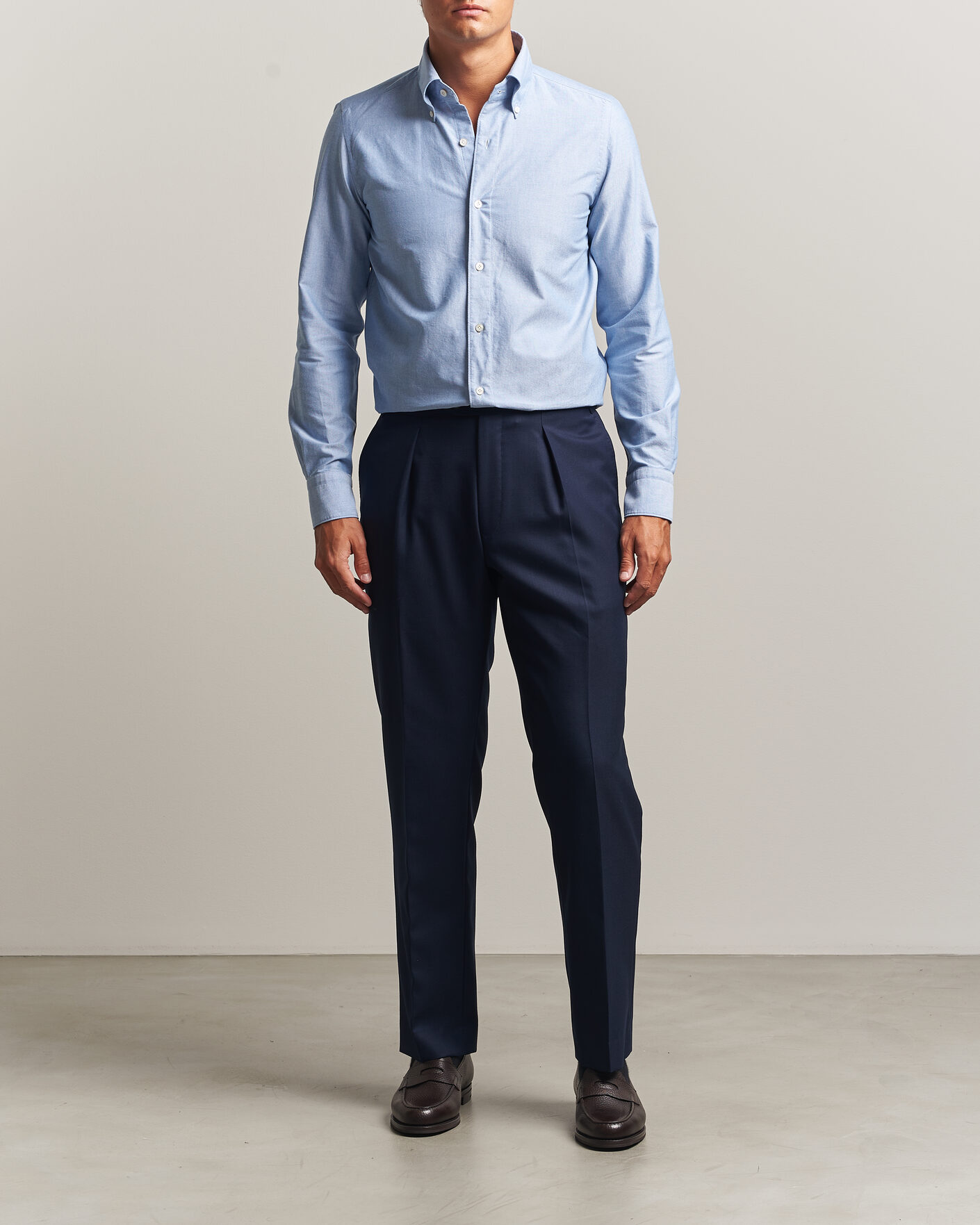 Heren | Overhemden | Finamore Napoli | Gaeta Oxford Button Down Shirt Light Blue