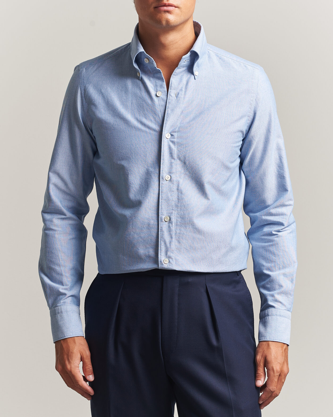 Heren | Overhemden | Finamore Napoli | Gaeta Oxford Button Down Shirt Light Blue
