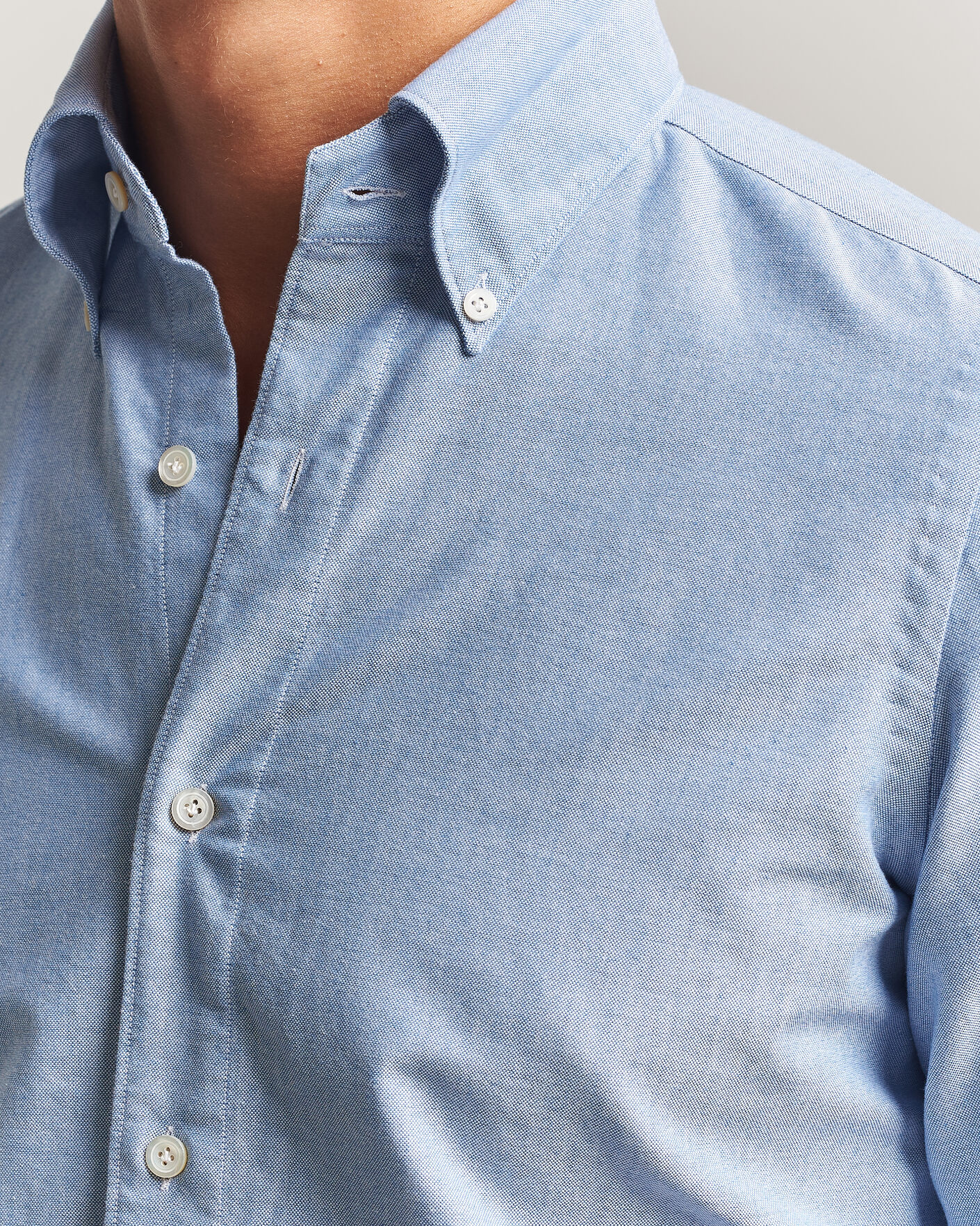 Heren | Overhemden | Finamore Napoli | Gaeta Oxford Button Down Shirt Light Blue