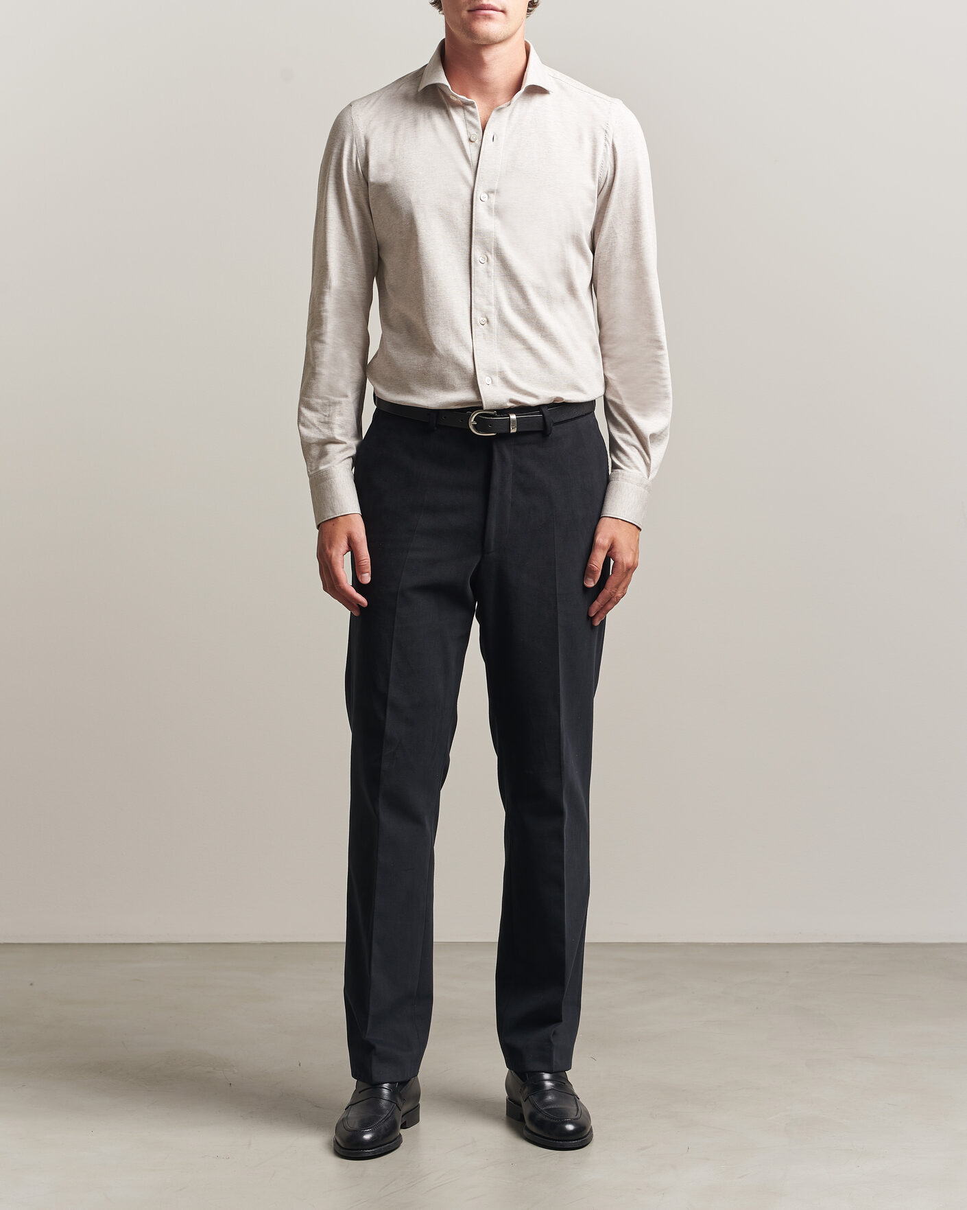 Heren | Overhemden | Finamore Napoli | Cotton/Cashmere Jersey Shirt Beige