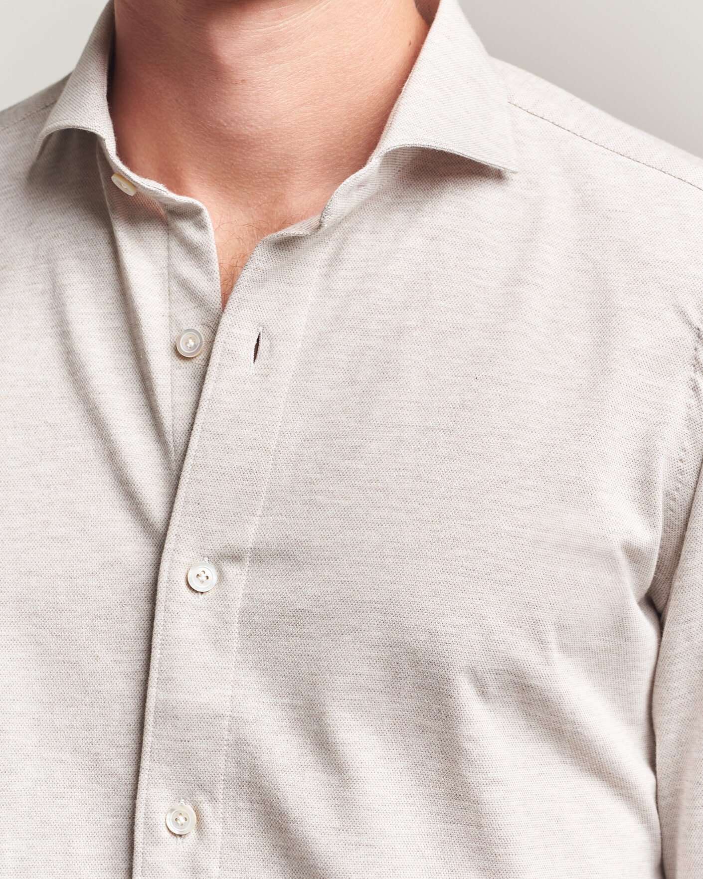 Heren | Overhemden | Finamore Napoli | Cotton/Cashmere Jersey Shirt Beige
