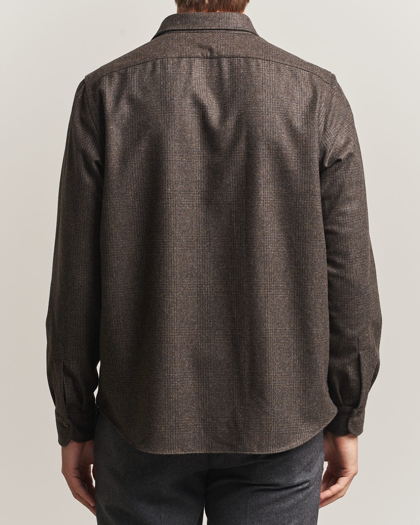 Heren | Overhemden | Finamore Napoli | Wool Houndstooth Overshirt Dark Brown