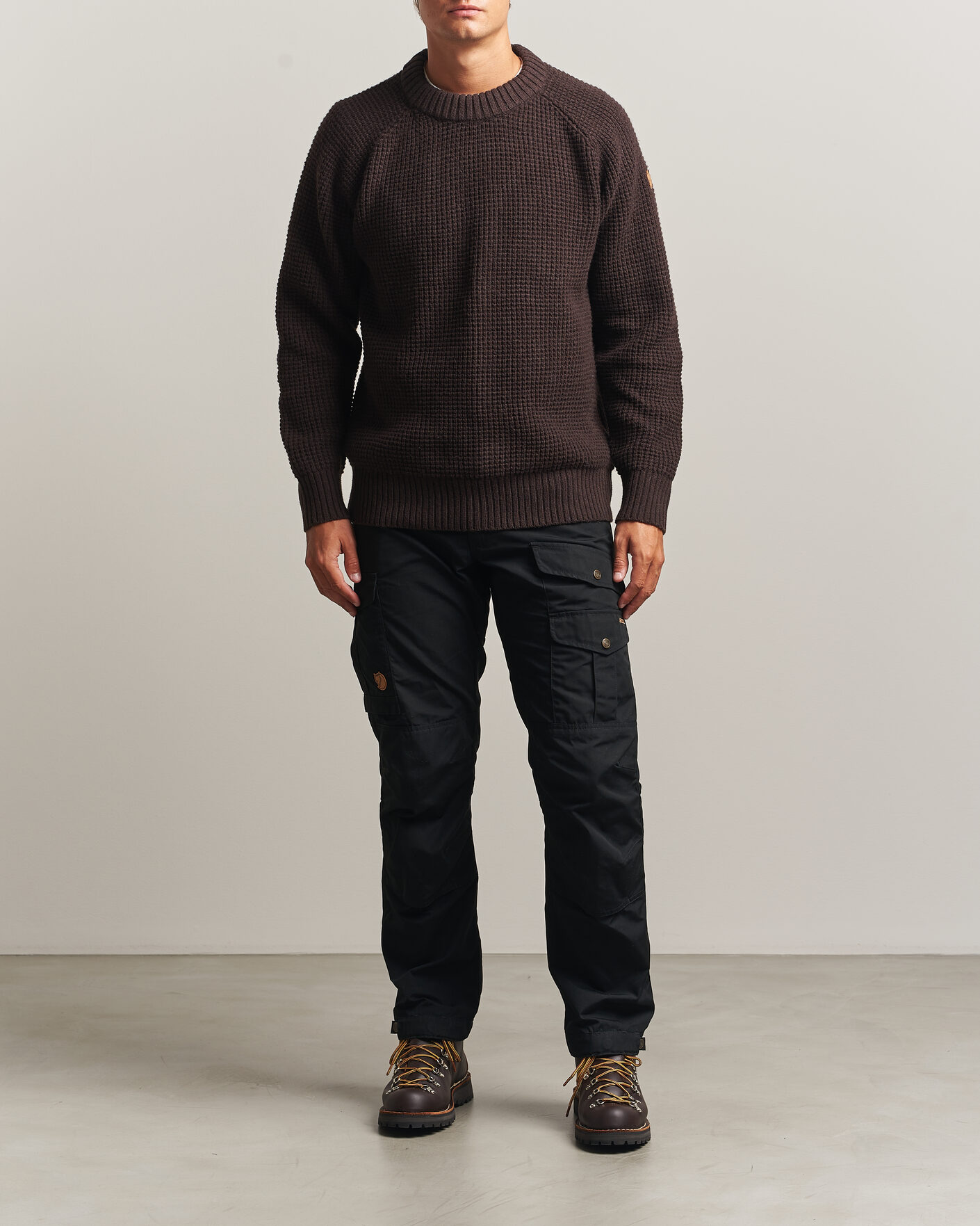 Heren | Truien | Fjällräven | Övik Wool Waffle Knit Black Oak