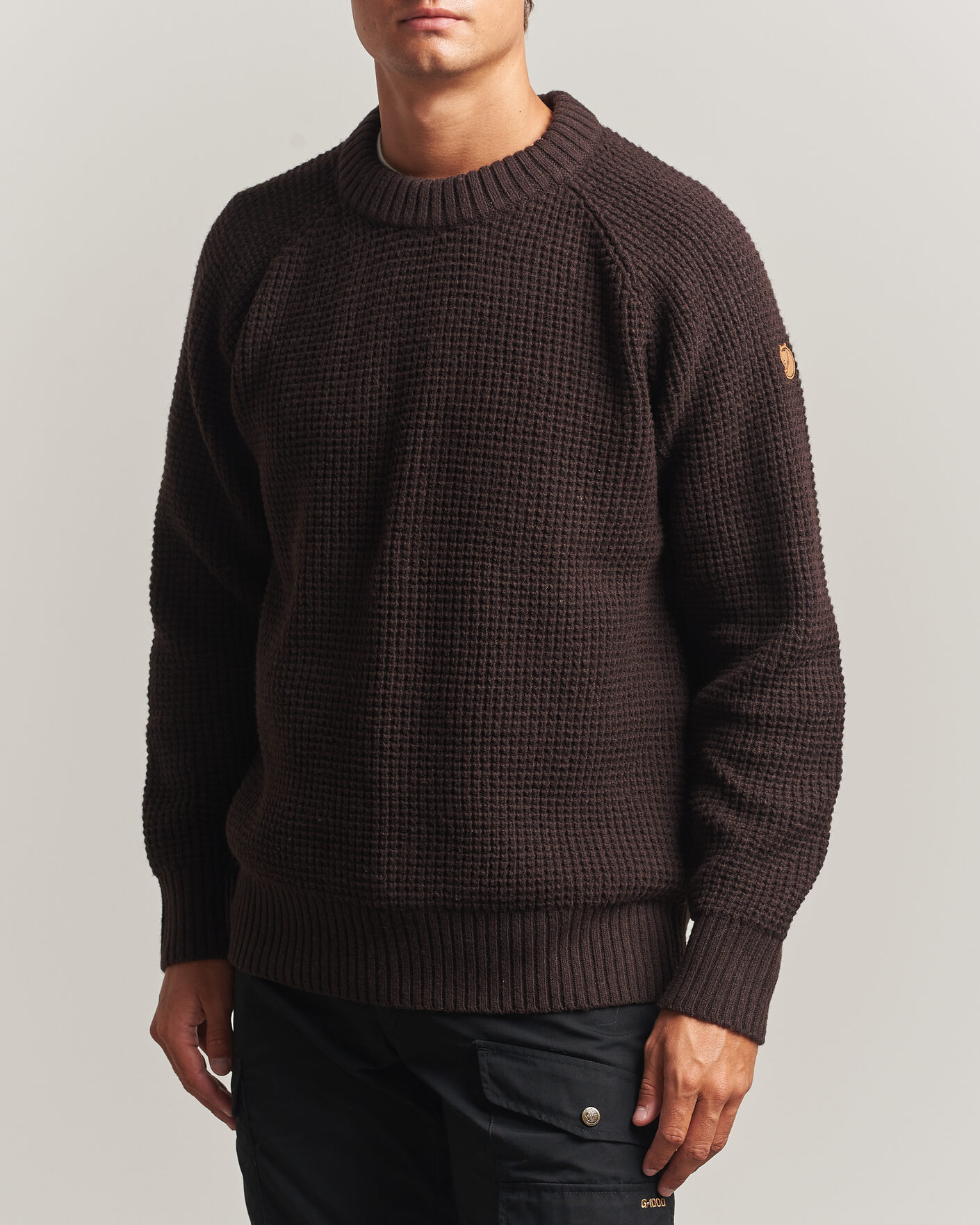 Heren | Truien | Fjällräven | Övik Wool Waffle Knit Black Oak