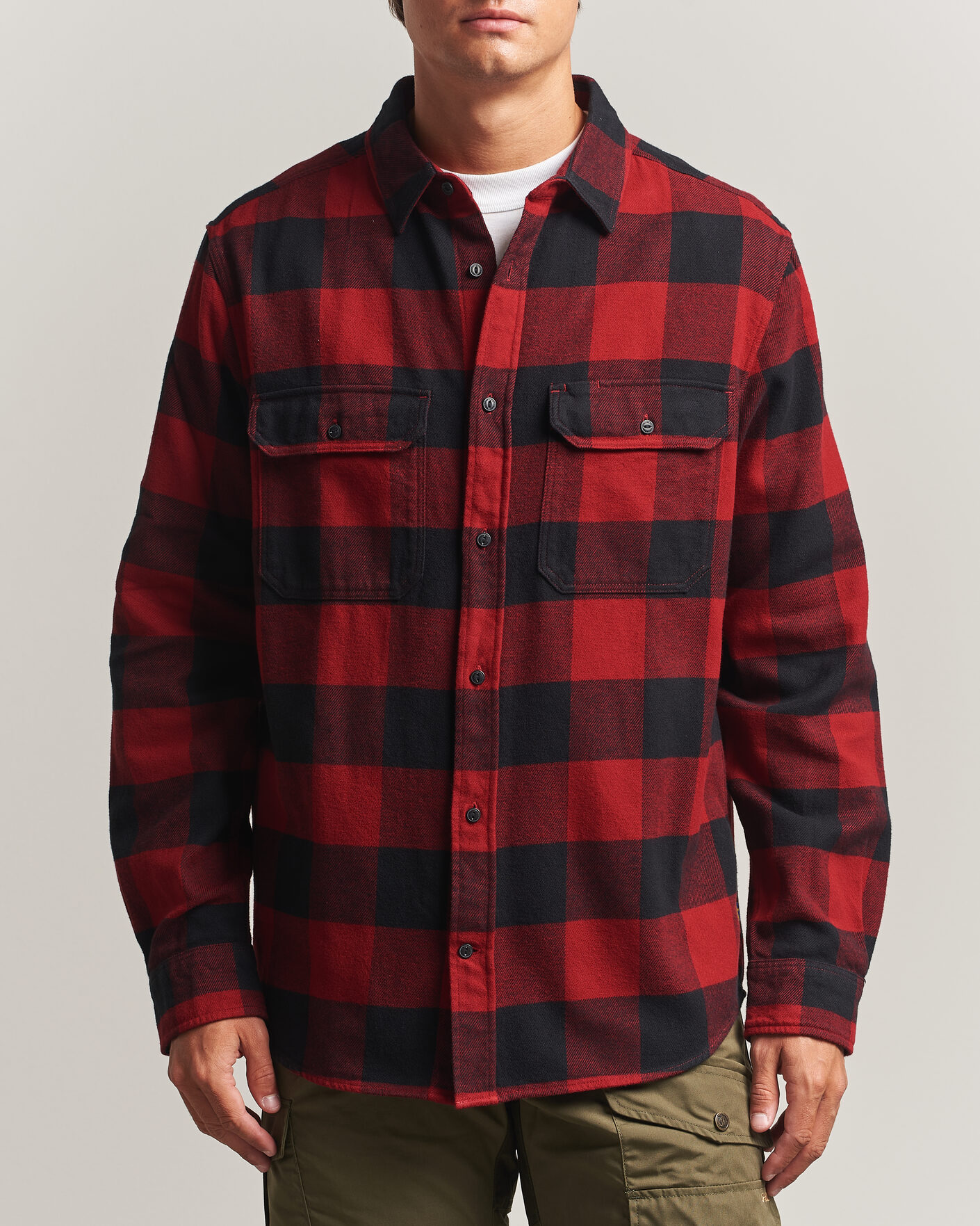 Heren | Overhemden | Fjällräven | Övik Heavy Flannel Shirt Red/Black