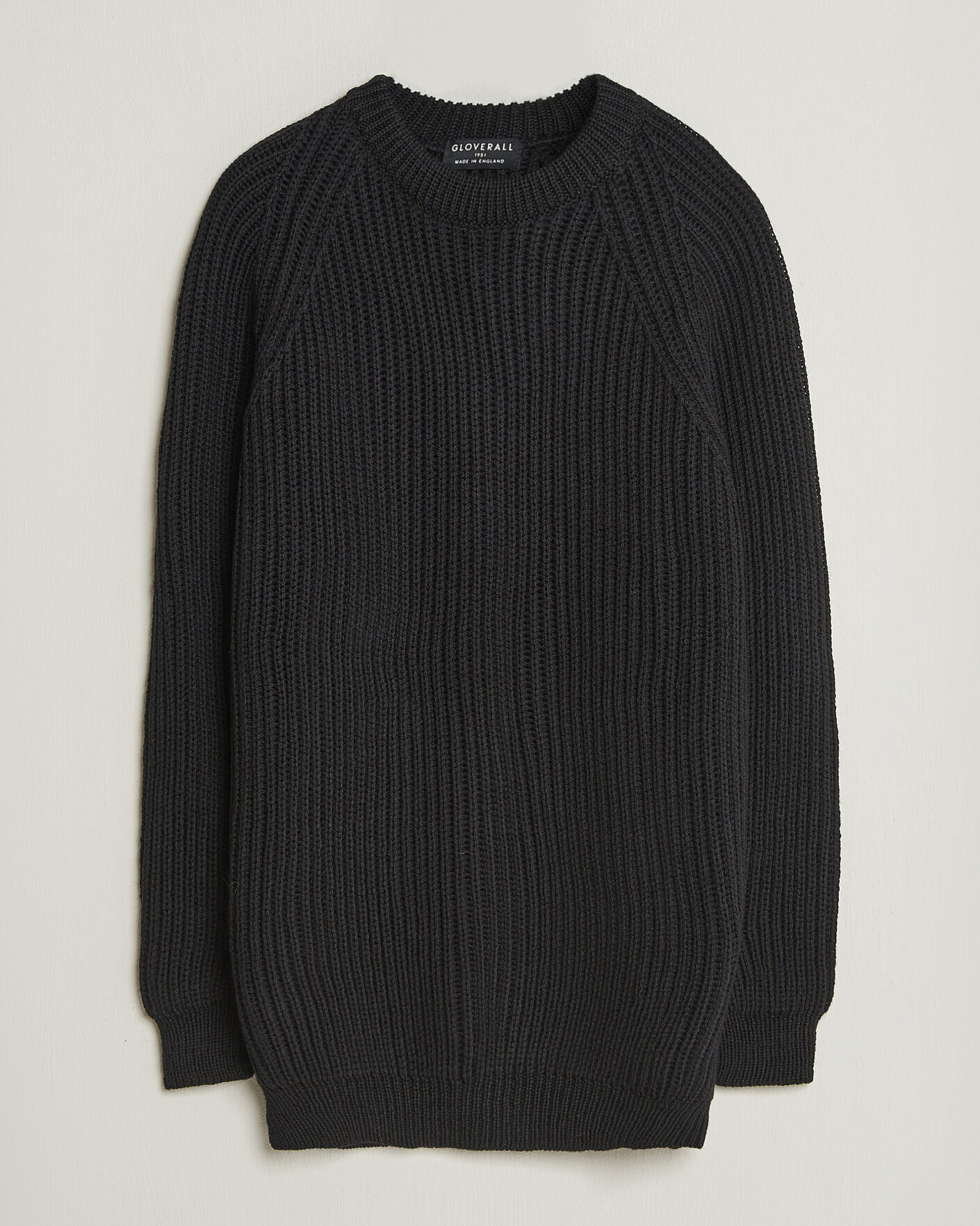 Homme | Pulls Et Tricots | Gloverall | Fisherman Rib Chunky Wool Crew Neck Black