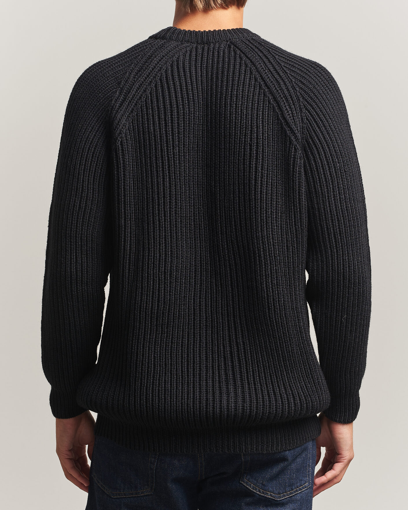 Homme | Pulls Et Tricots | Gloverall | Fisherman Rib Chunky Wool Crew Neck Black