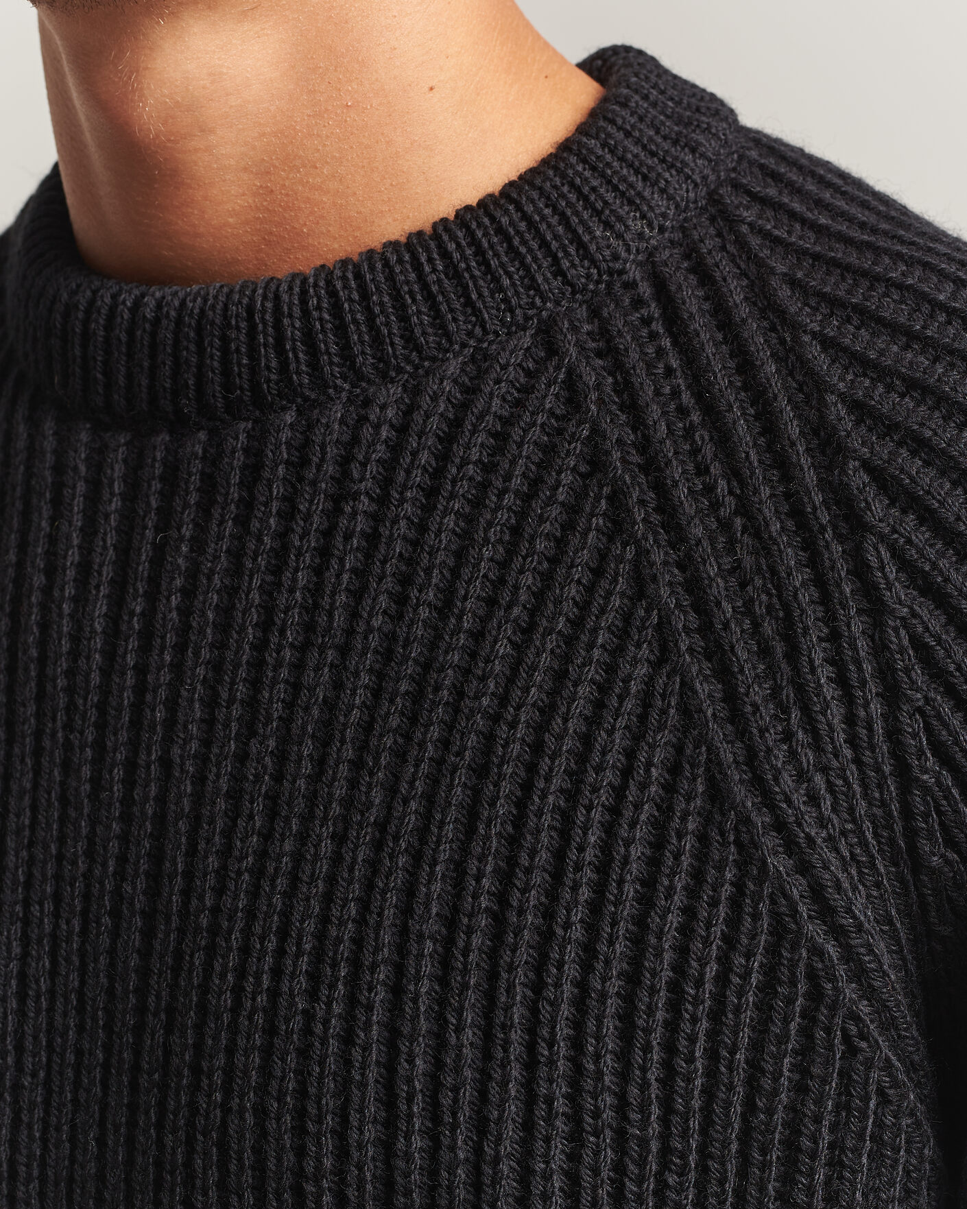 Homme | Pulls Et Tricots | Gloverall | Fisherman Rib Chunky Wool Crew Neck Black