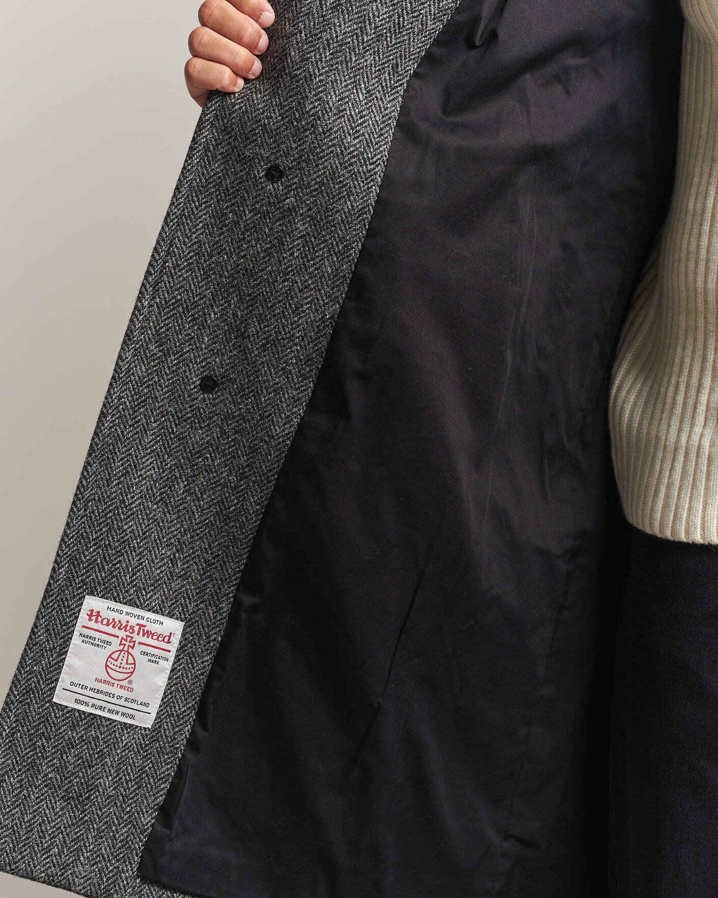 Homme | Manteaux Et Vestes | Gloverall | Hynes Harris Tweed Coat Charcoal Herringbone