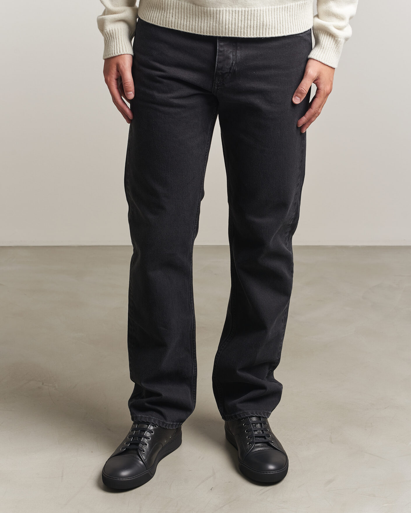 Homme | Baskets | Lanvin | DBB1 Grain Leather Cap Toe Sneaker Black