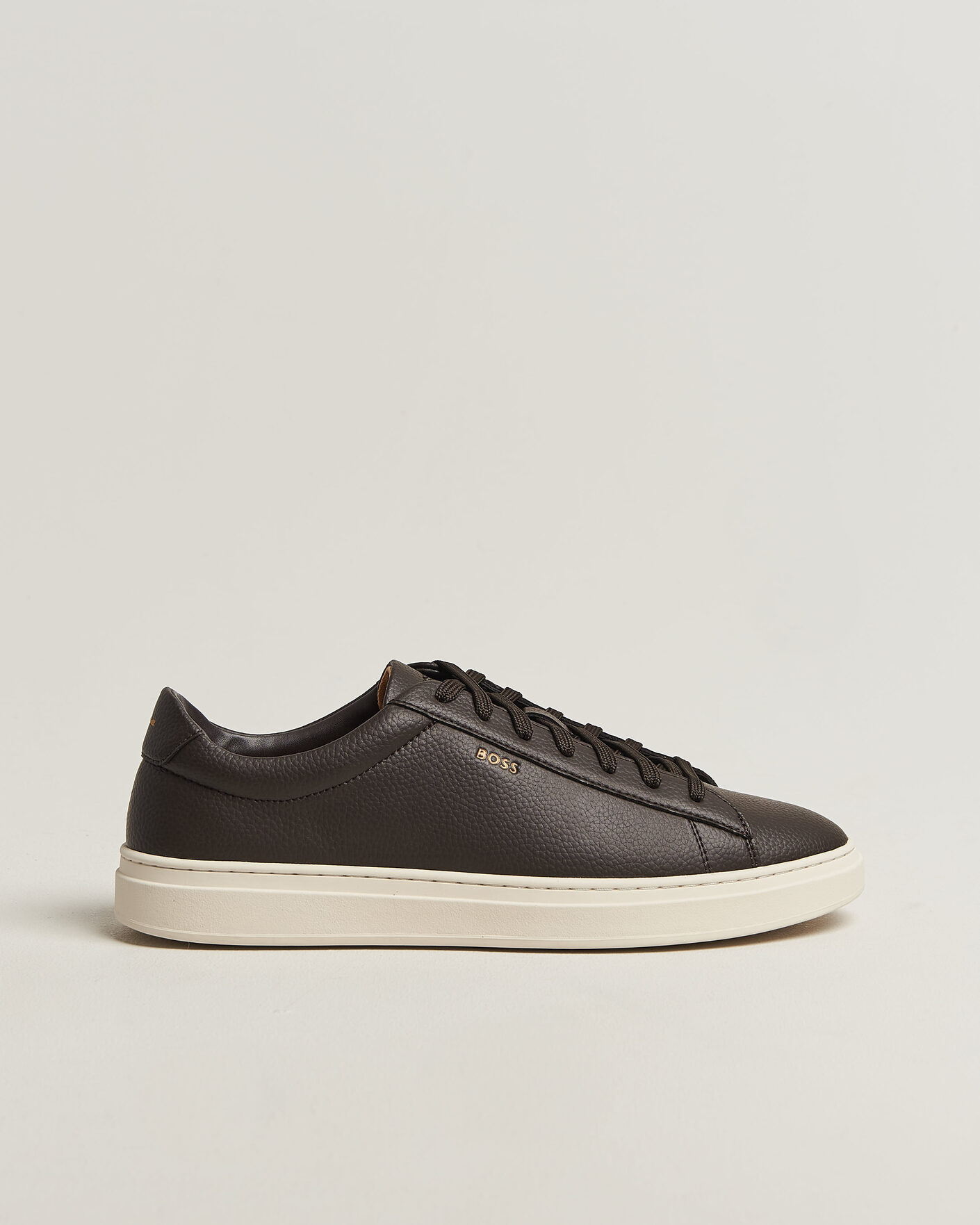 Homme | Baskets | BOSS BLACK | Kieran Grained Leather Sneaker Dark Brown