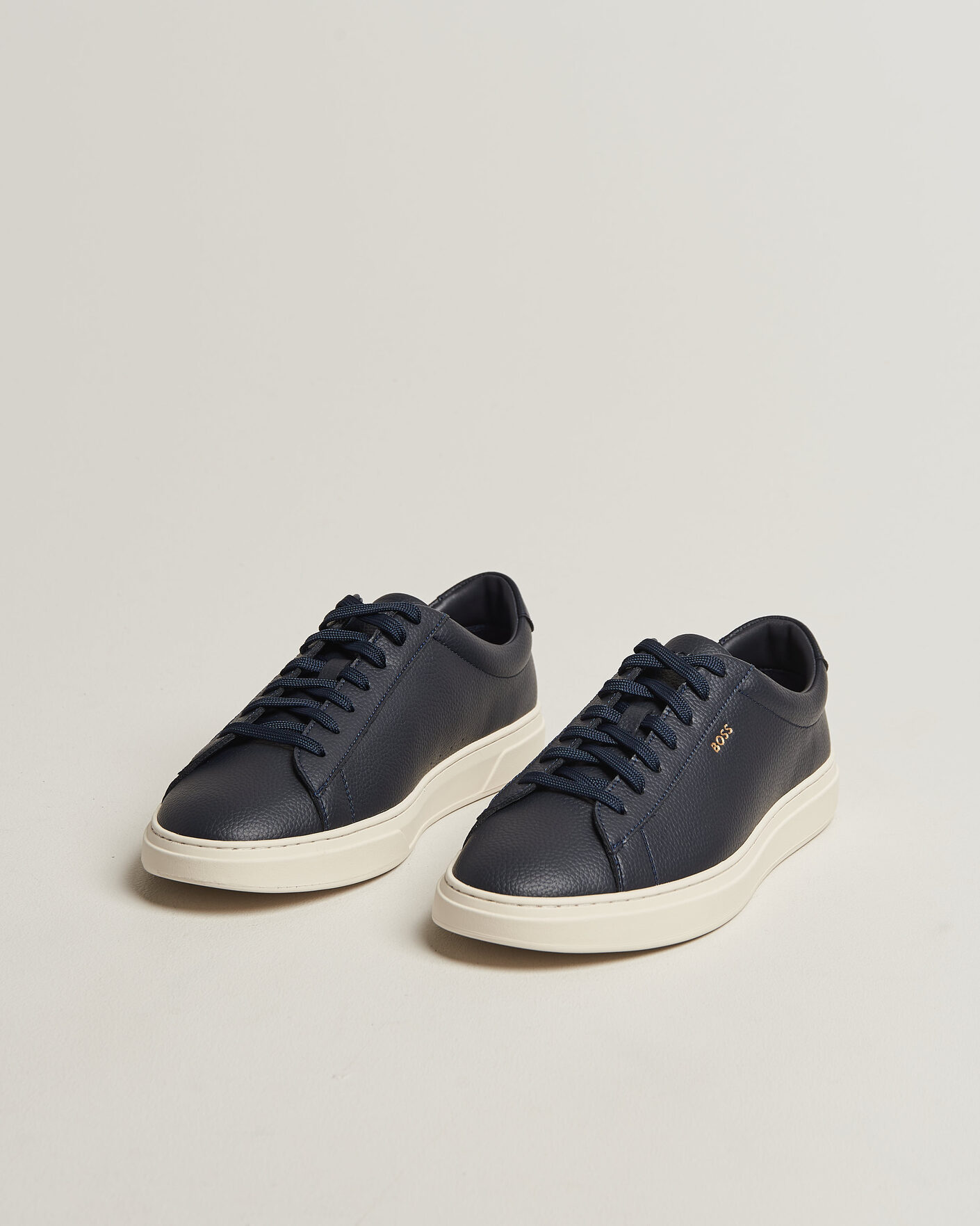 Homme | Baskets | BOSS BLACK | Kieran Grained Leather Sneaker Dark Blue