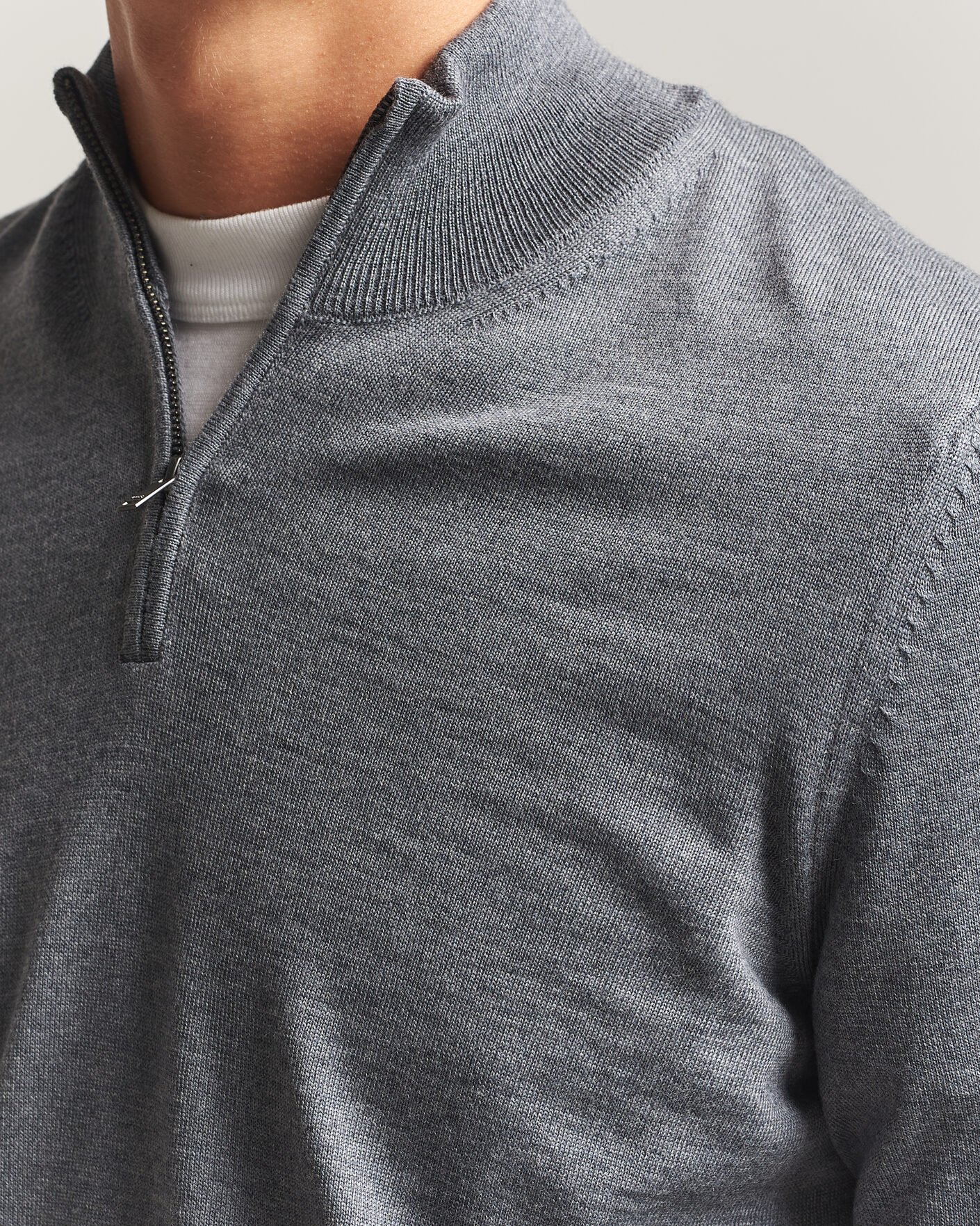 Heren | Truien | BOSS BLACK | Ebenji Merino Knitted Half Zip Medium Grey
