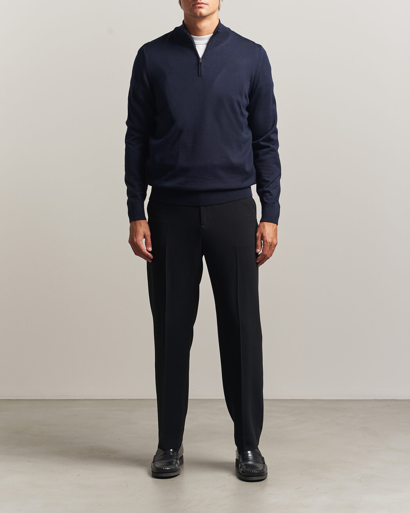 Homme | Pulls Et Tricots | BOSS BLACK | Ebenji Merino Knitted Half Zip Dark Blue