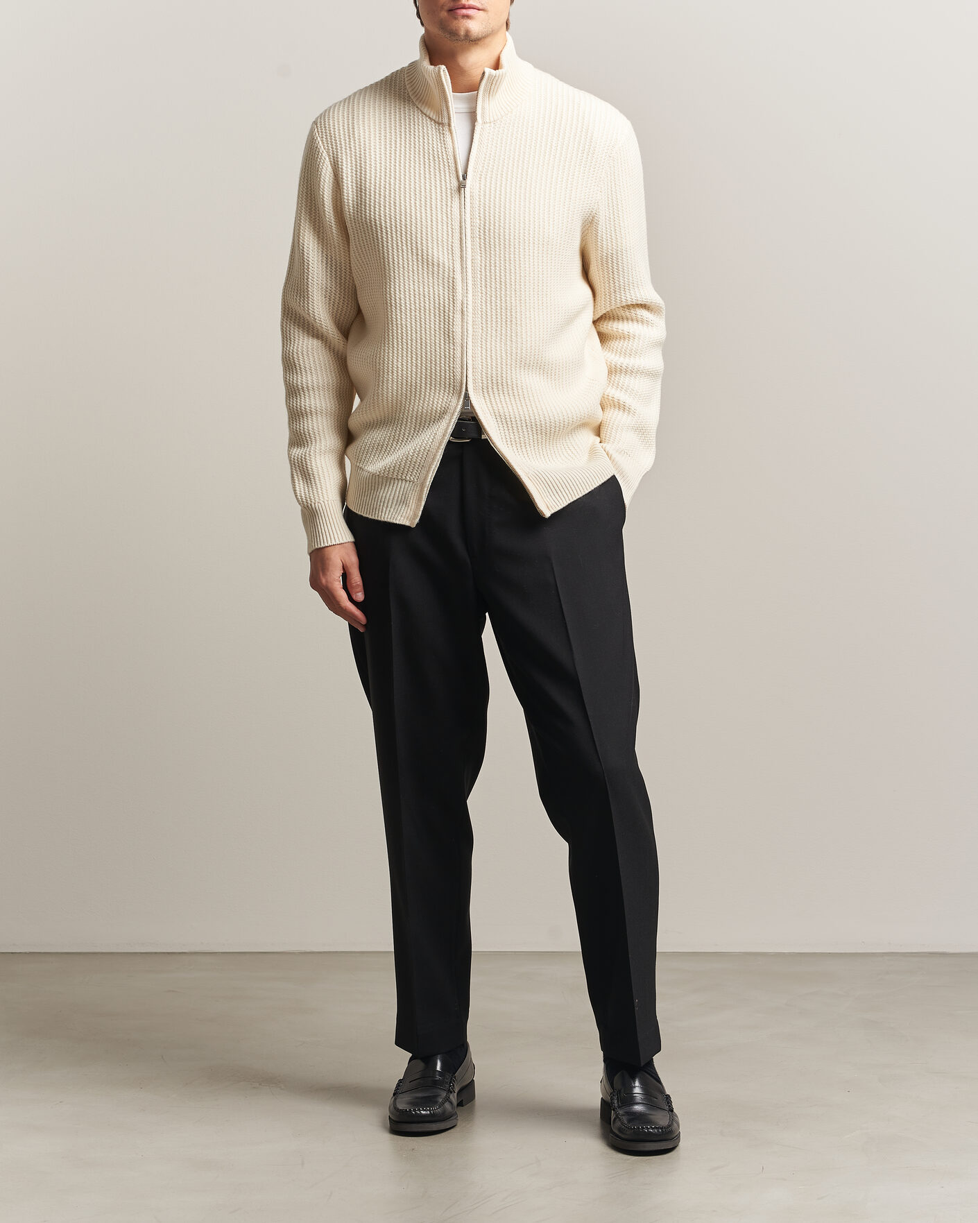 Homme | Pulls Et Tricots | BOSS BLACK | Fiocco Wool/Cashmere Full Zip Open White