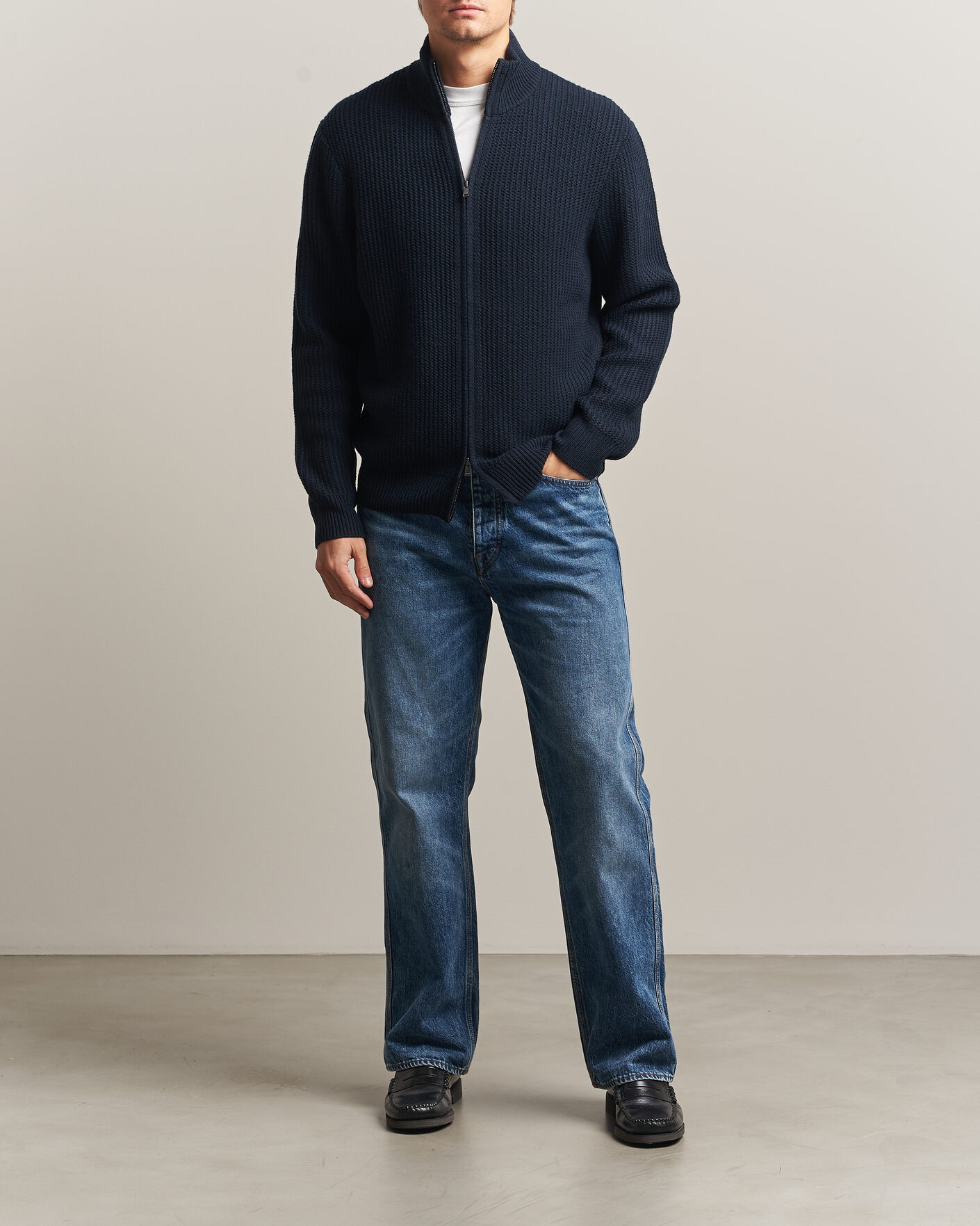 Homme | Pulls Et Tricots | BOSS BLACK | Fiocco Wool/Cashmere Full Zip Dark Blue