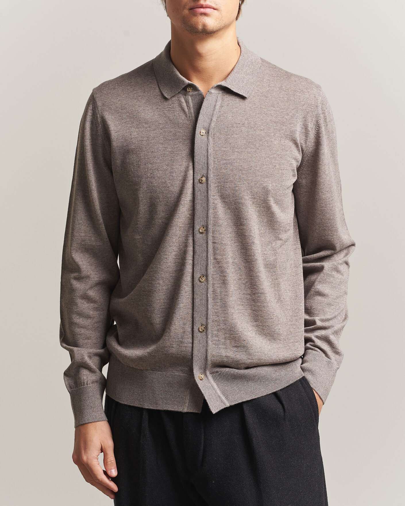 Homme | Pulls Et Tricots | BOSS BLACK | Helbert Merino Knitted Cardigan Open Brown