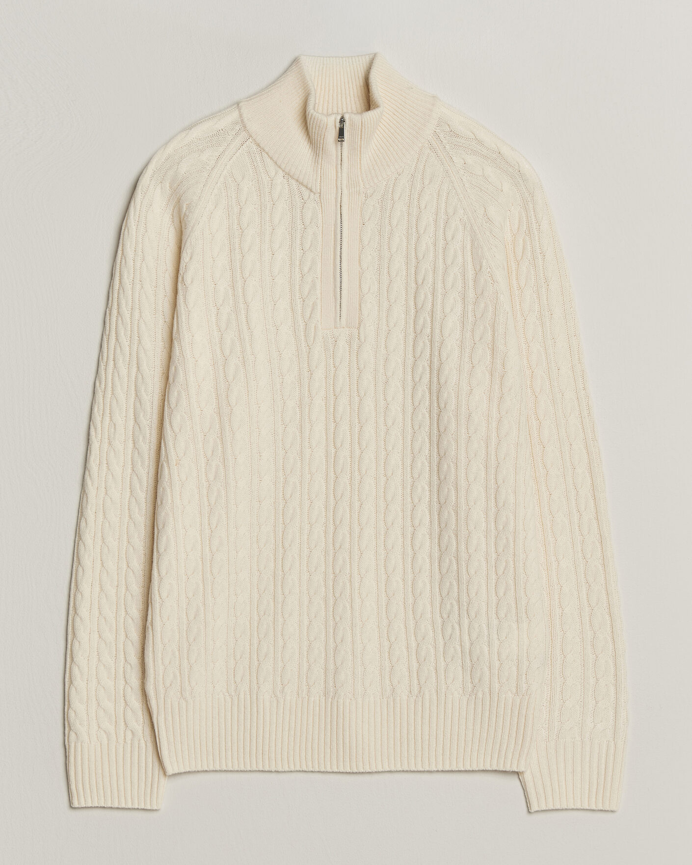 Heren | Truien | BOSS BLACK | Furore Wool/Cashmere Cable Half Zip Open White