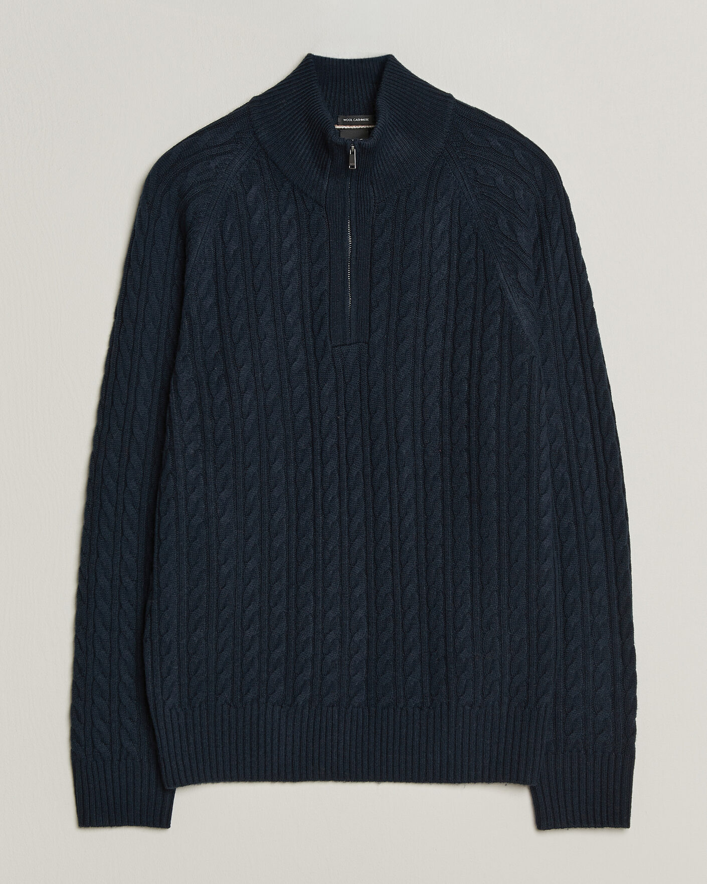 Heren | Truien | BOSS BLACK | Furore Wool/Cashmere Cable Half Zip Dark Blue