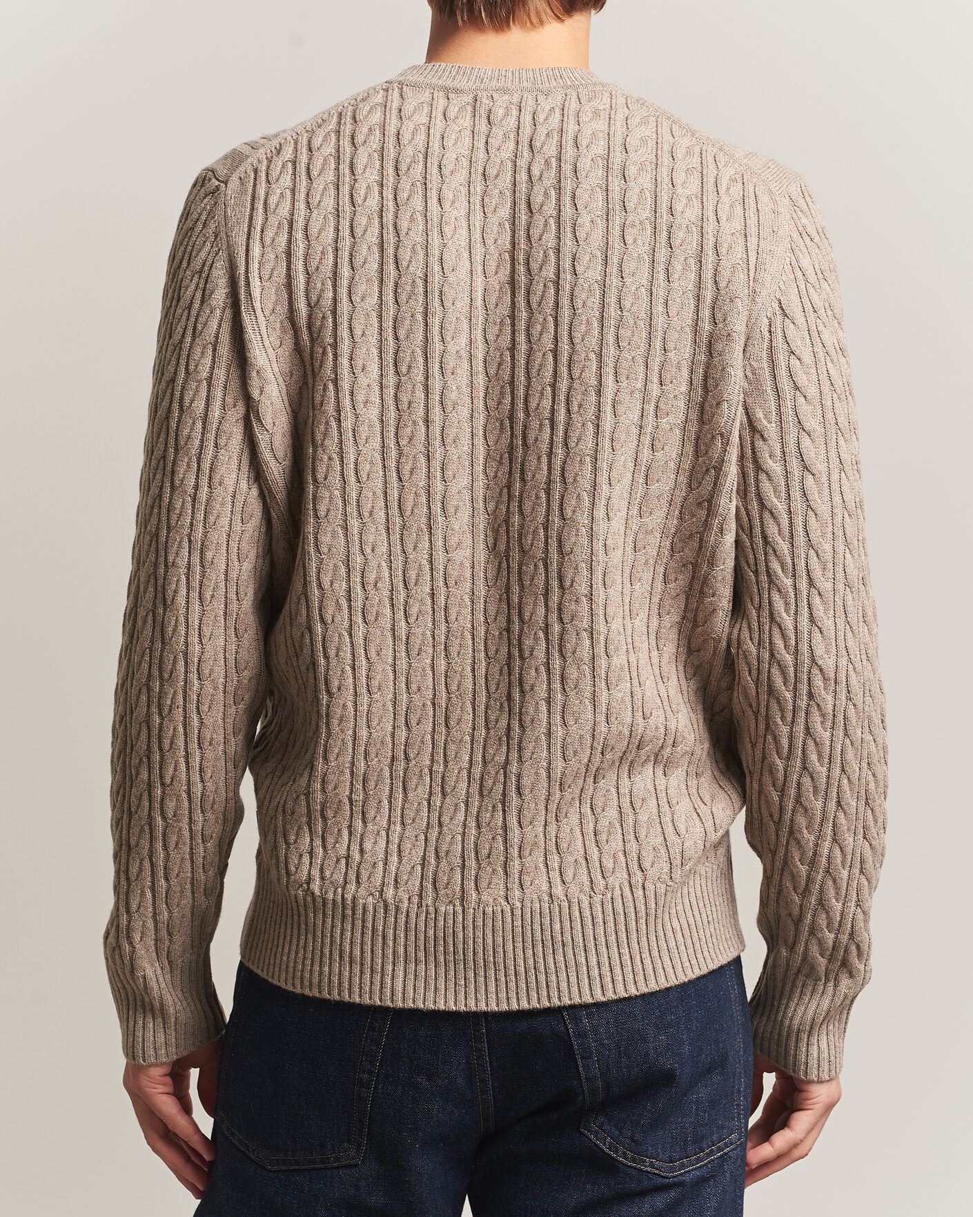 Homme | Pulls Et Tricots | BOSS BLACK | Furlan Wool/Cashmere Cable Crew Neck Open Brown