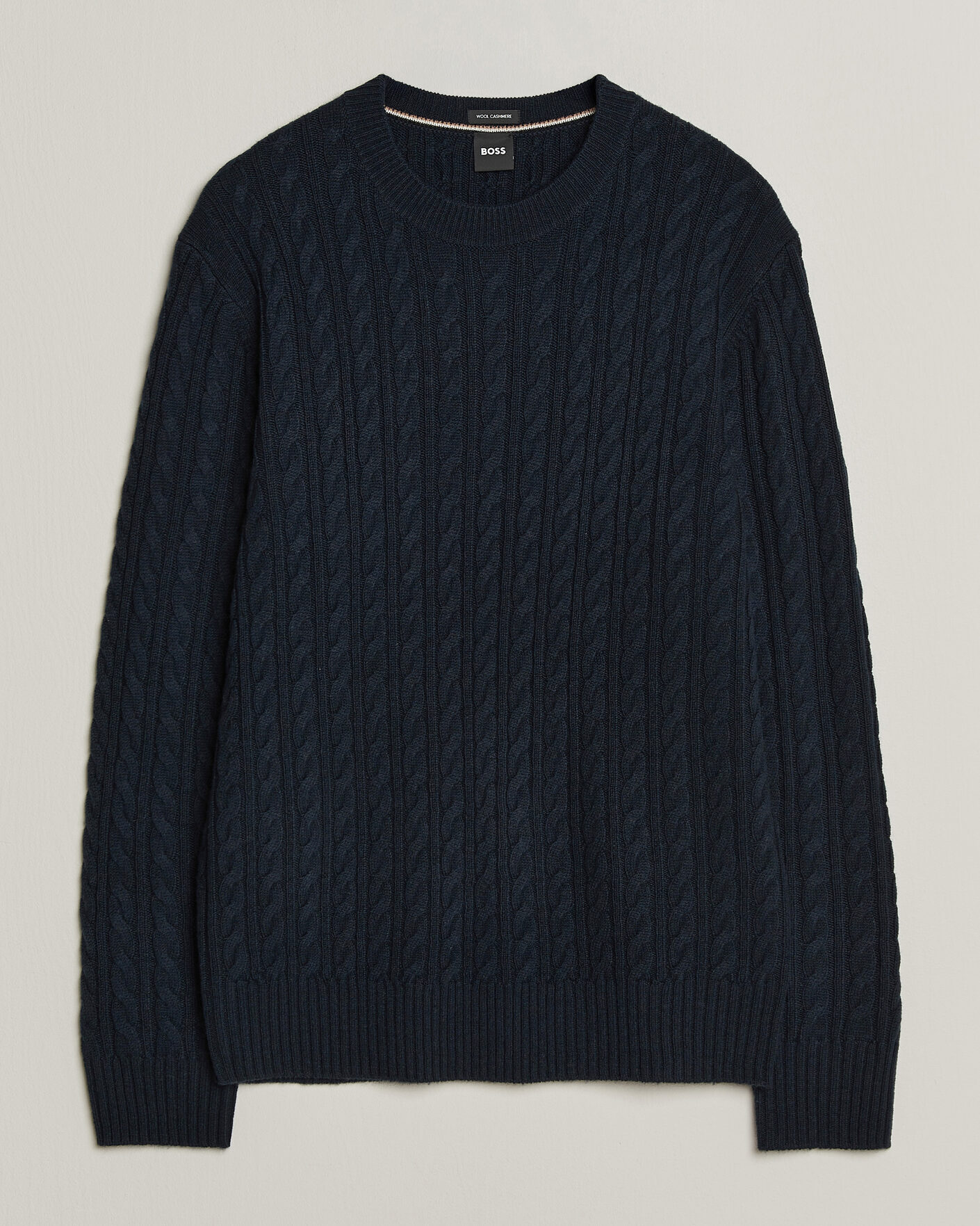 Homme | Pulls Et Tricots | BOSS BLACK | Furlan Wool/Cashmere Cable Crew Neck Dark Blue