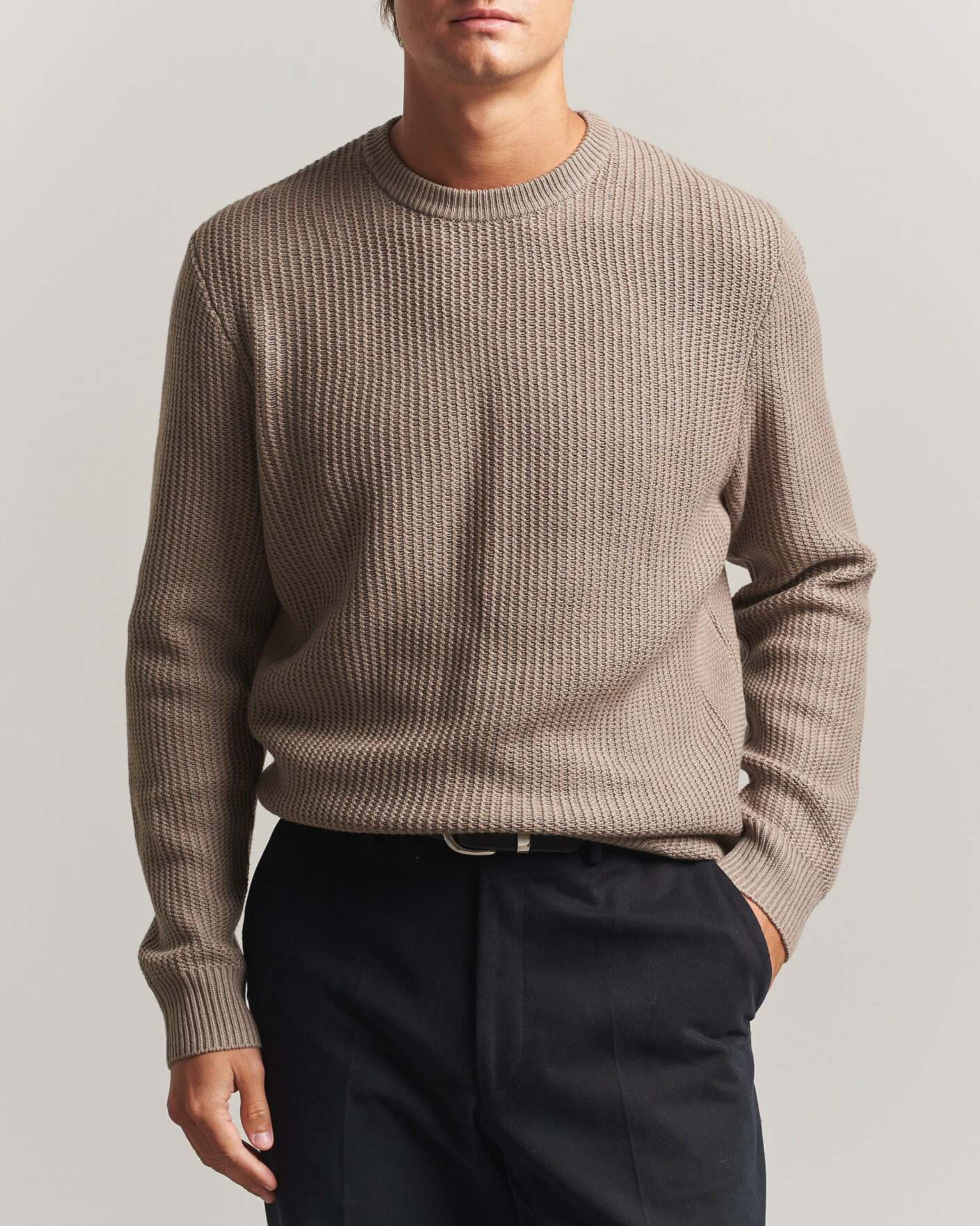 Homme | Pulls Et Tricots | BOSS BLACK | Fiocchetto Wool/Cashmere Crew Neck Open Brown