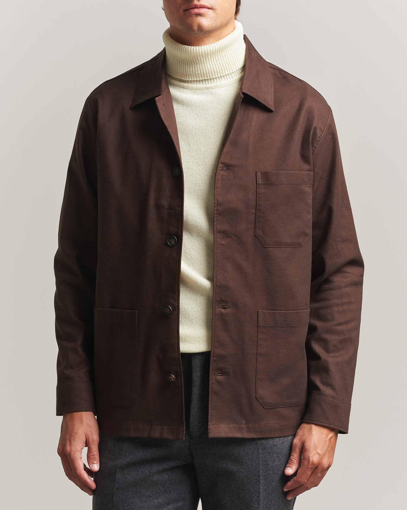 Homme | Chemises | BOSS BLACK | Cai Cotton Overshirt Dark Brown